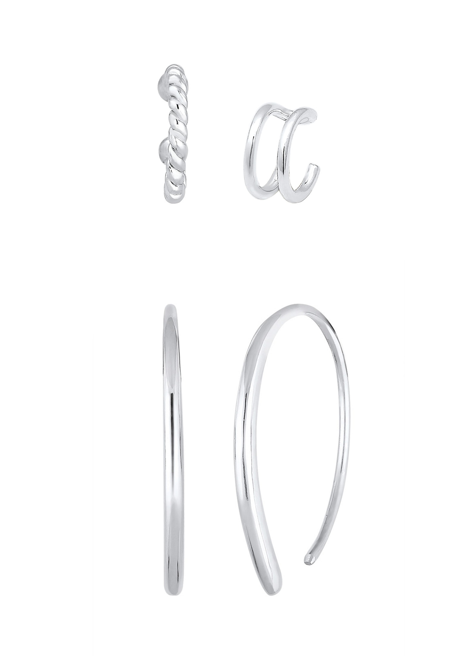 Elli Ohrring-Set »Basic Set Creolen Earcuff Blogger Trend 925 Silber«