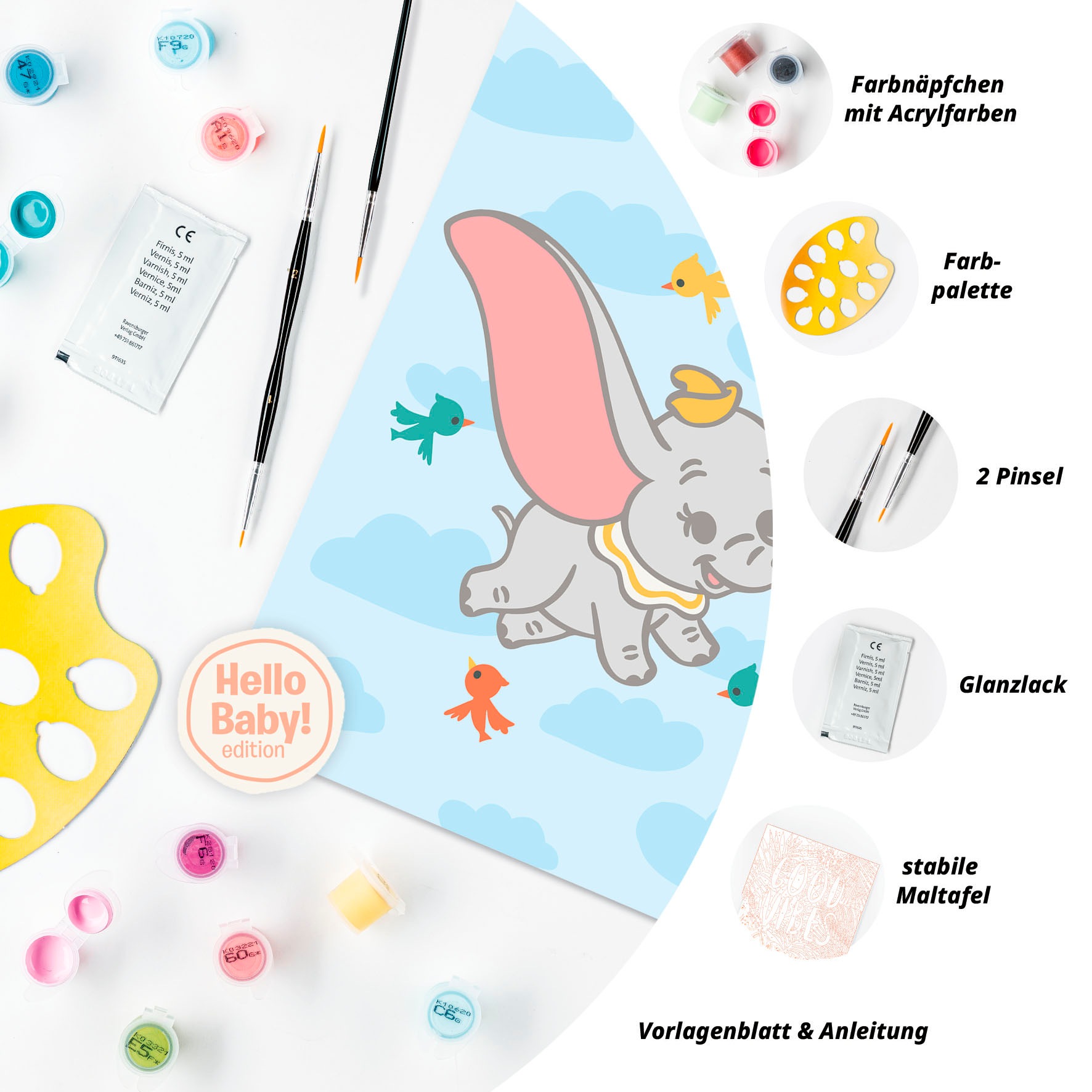Ravensburger Malen nach Zahlen »CreArt, Hello Baby, Dumbo«, für Erwachsene; Made in Europe