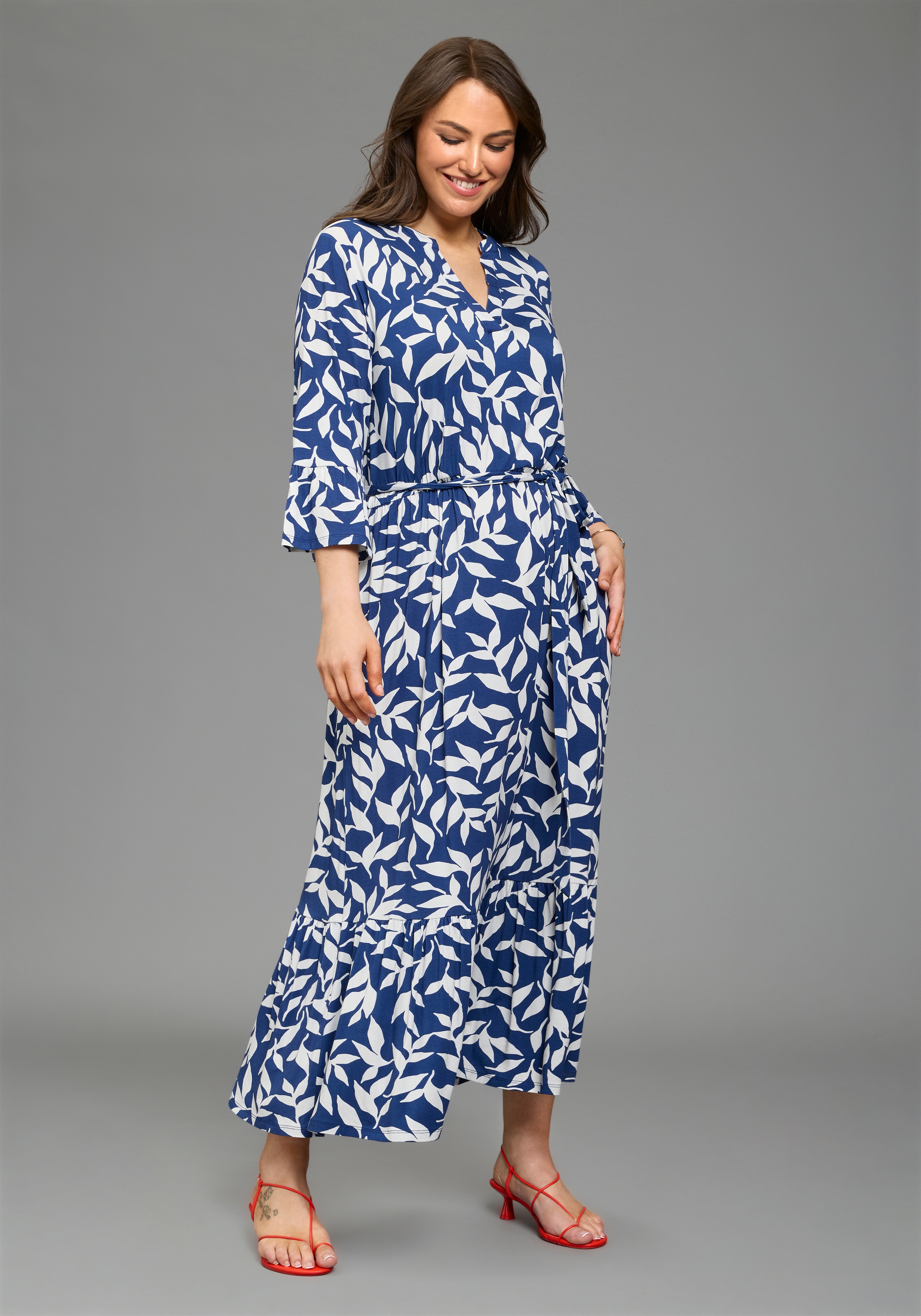 Laura Scott CURVE Maxikleid "Große Größen" Maxikleid knöchellang, aus elastischer Viskosemischung