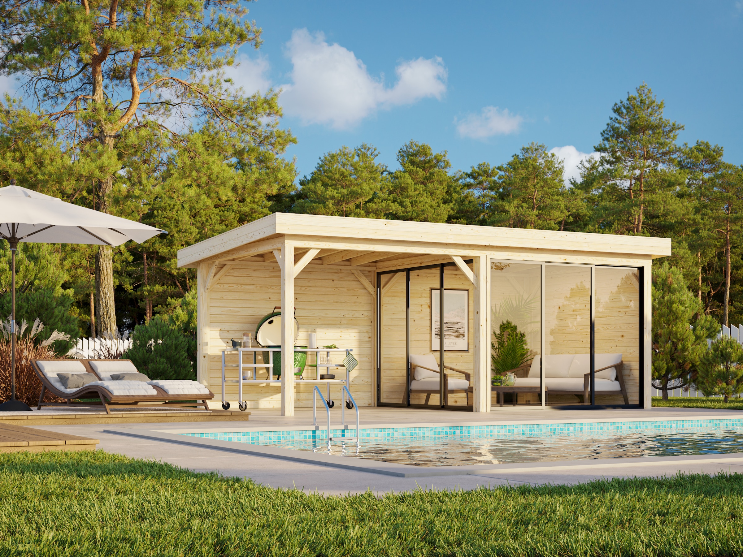 Palmako Gartenhaus »Lenna 16,6 m², Set 705 Slide Plus«