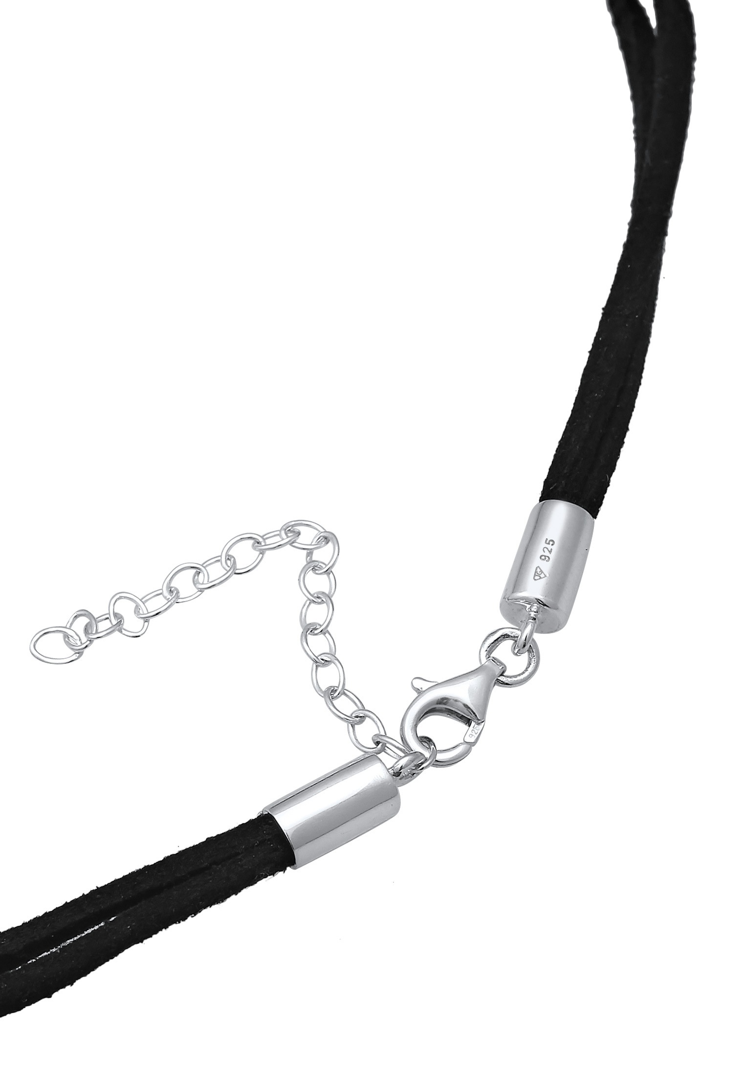 Collier ELLI "Halsband schwarz Choker mit Kreis 925 Silber", schwarz, Halsketten, Damen, 32, ohne Stein, Silber 925 (Sterlingsilber), L: 32, Collier 3