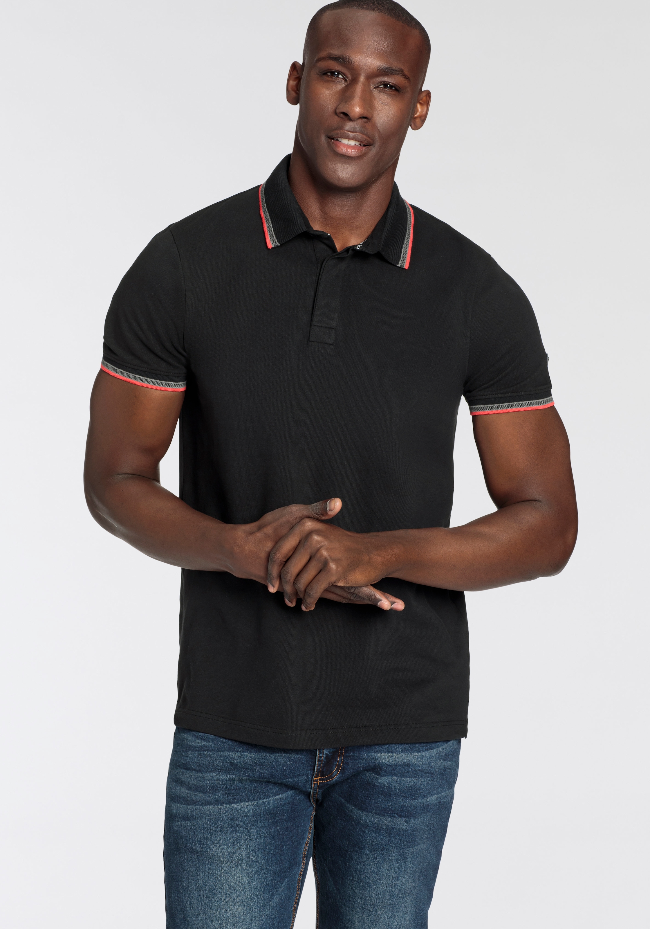 Bruno Banani Poloshirt Kurzarm, schmal geschnitten, Colourblocking-Optik günstig online kaufen