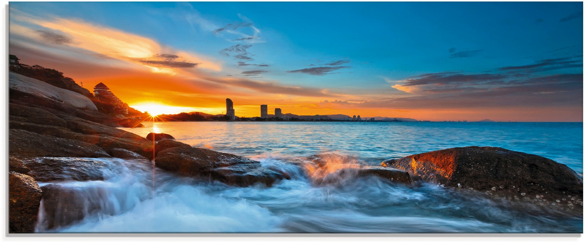 Artland Glasbild "Sonnenuntergangszeit am Hua-Hin Strand" Gewässer 1 Stk. t günstig online kaufen