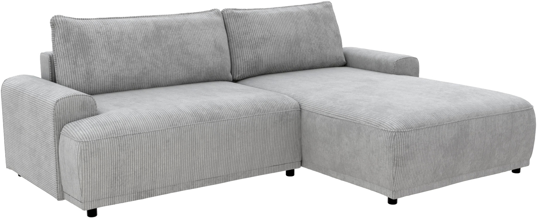 TRENDMANUFAKTUR Ecksofa »Fordon, Schlafsofa mit Bettkasten, Couch in L-Form, Breite 250 cm«, in Cordstoff HYPER, betongrau, Recamiere rechts
