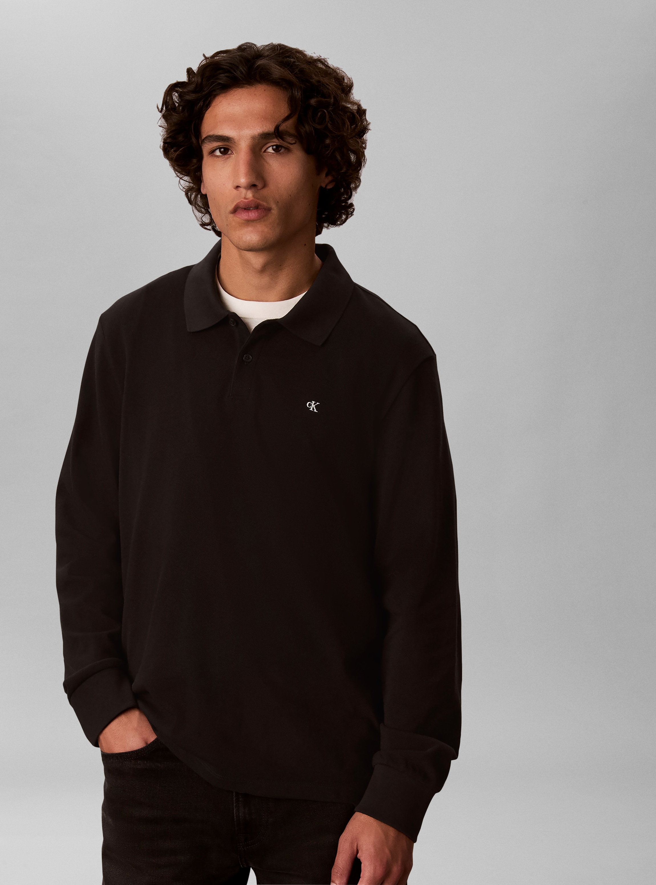 Calvin Klein Jeans Langarm-Poloshirt "PIQUE EASY POLO" Regular fit mit Polokragen