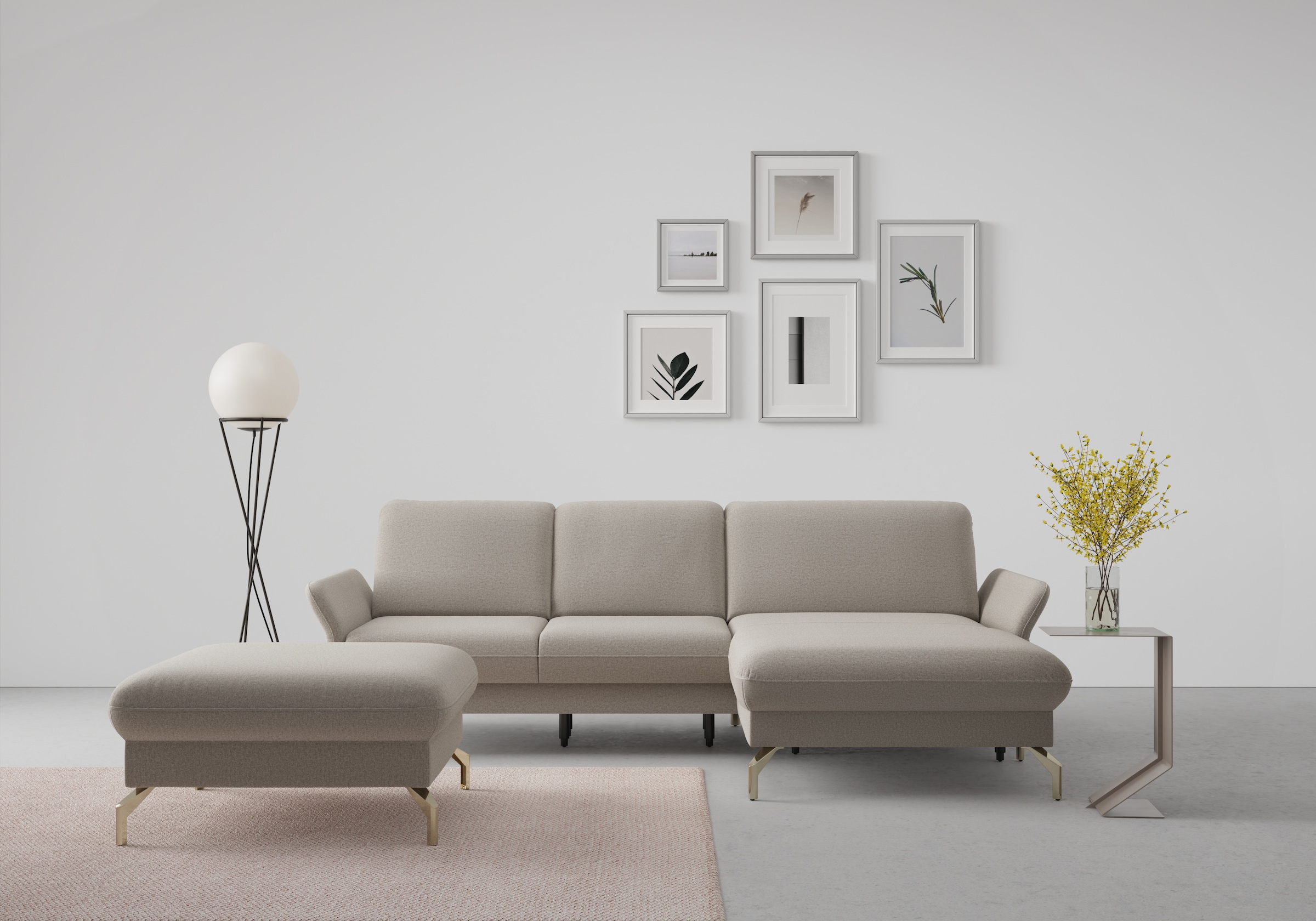 sit&more Ecksofa "Fashion L-Form" wahlweise mit Kopfteilverstellung, Vorziehsitz, motorisch, Nickelfüße