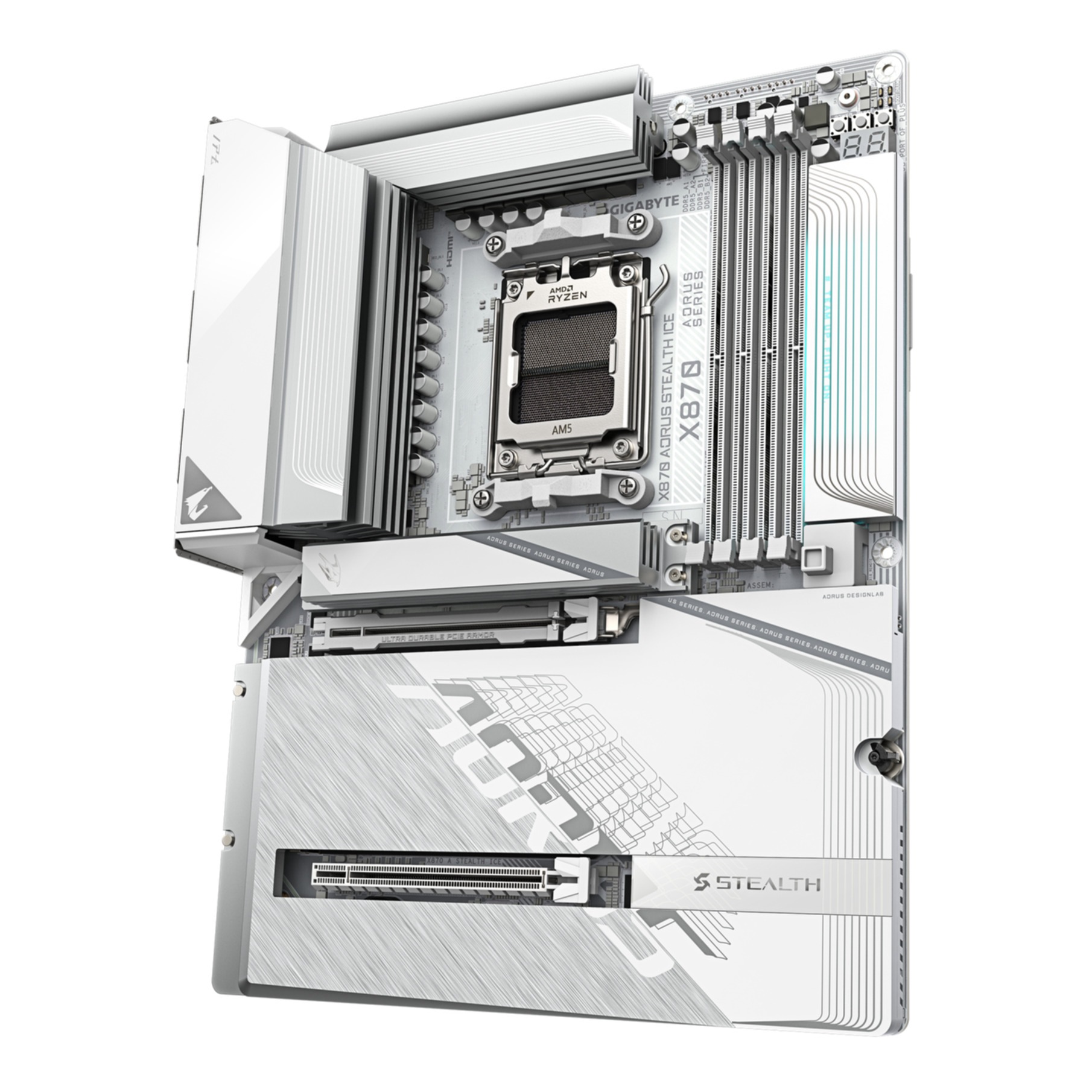 Gigabyte Mainboard »X870 AORUS STEALTH ICE Mainboard – Unterstützt AMD Ryzen 9000 CPUs, di«