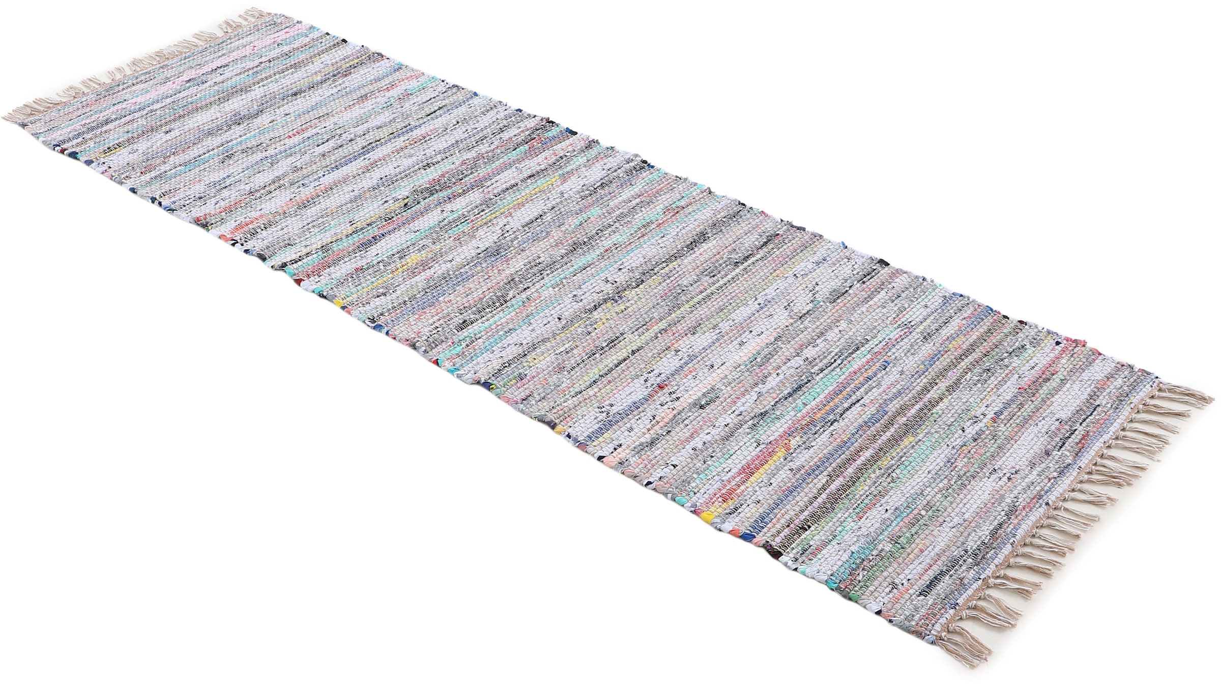 carpetfine Teppich »Kelim Chindi, Wendeteppich«, rechteckig, 6 mm Höhe, handgewebt, Fleckerlteppich mit Fransen, auch vielen in Läufergrößen