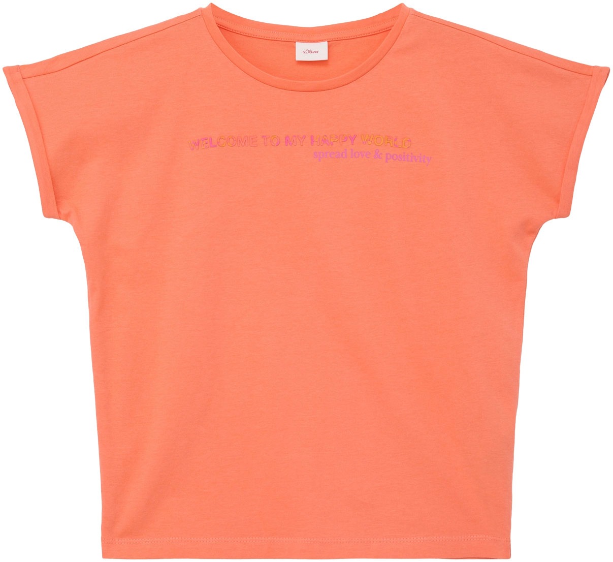 s.Oliver Junior T-Shirt, mit Spread Schriftprint happy bestellen world. & my positivity« online BAUR | to love »Welcome