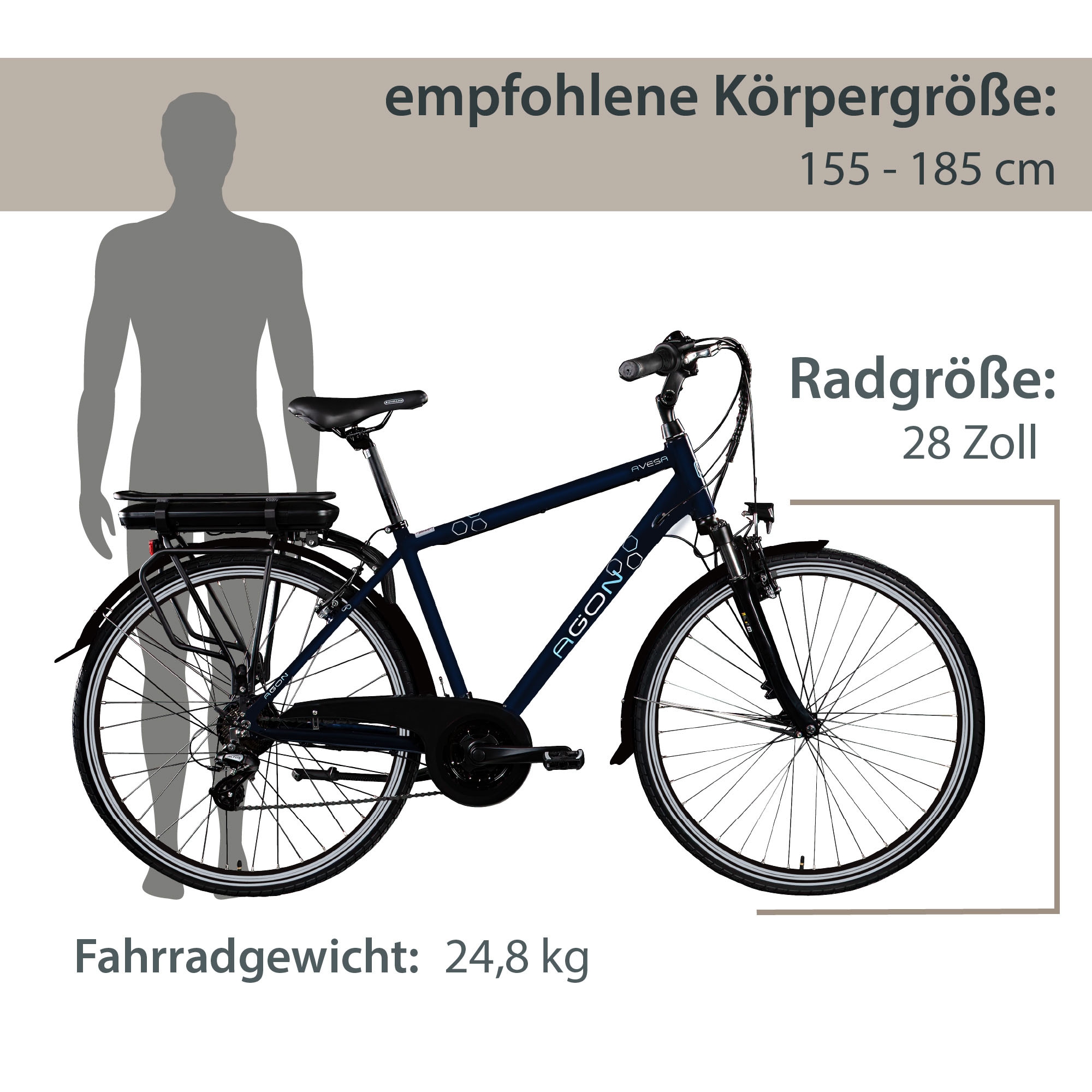 AGON E-Bike »Avesa«, 21 Gang, Heckmotor 250 W, Pedelec, Elektrofahrrad für Damen u. Herren