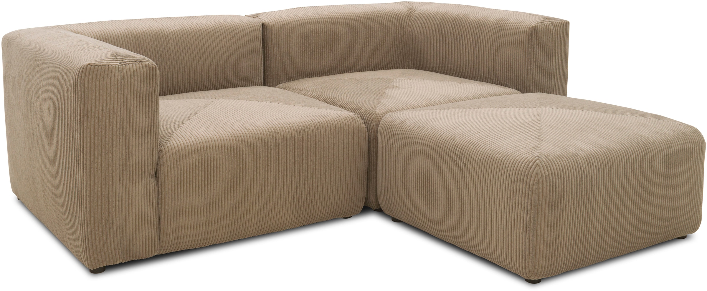 RAUM.ID Ecksofa »Gerrid L-Form«, Cord, Modulsofa, bestehend aus 2 Eckelementen + 1 Hocker