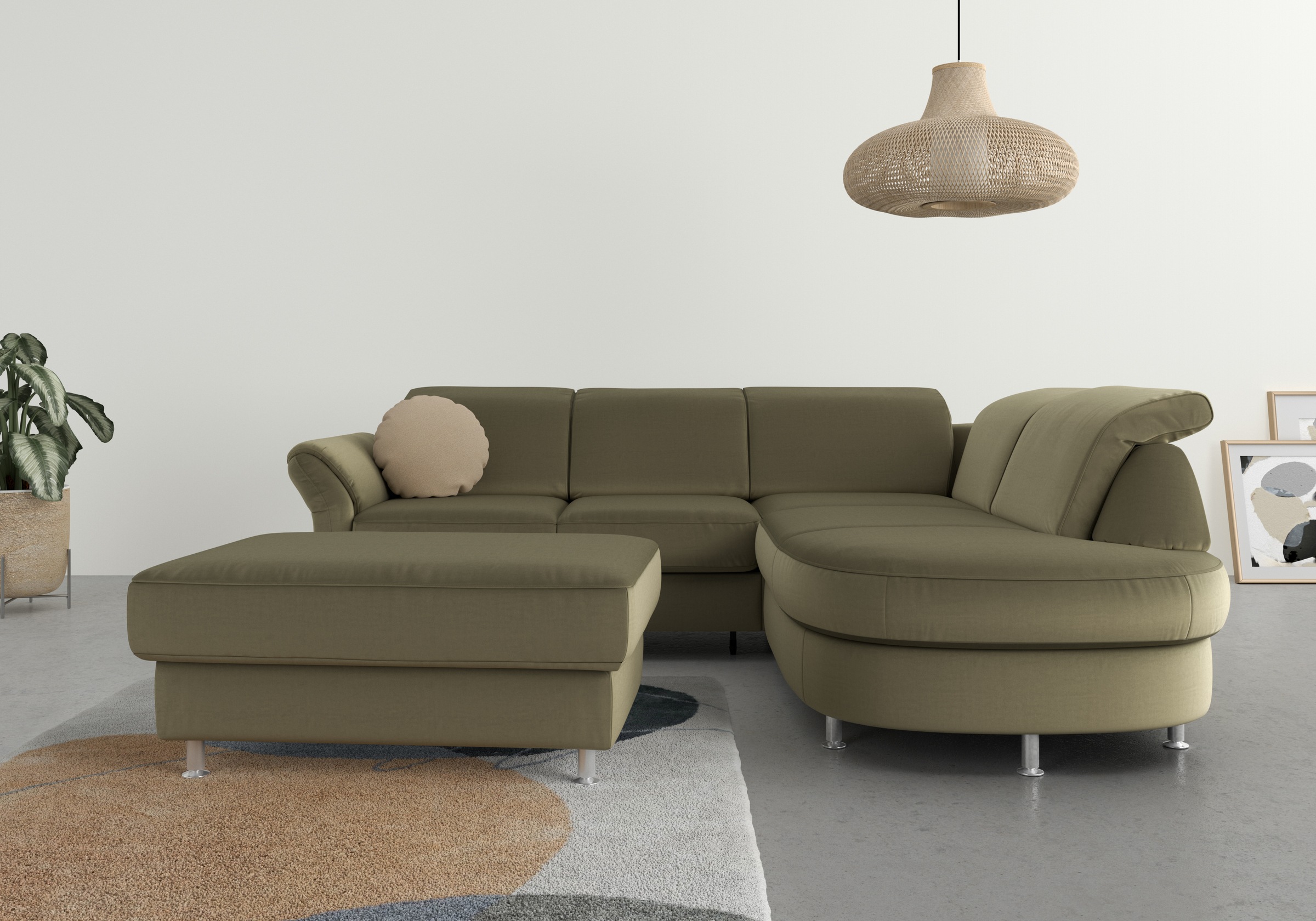 sit&more Ecksofa "Apulia L-Form" wahlweise Schlaffunktion, Bettkasten und Kopf- und Armteilverstellung