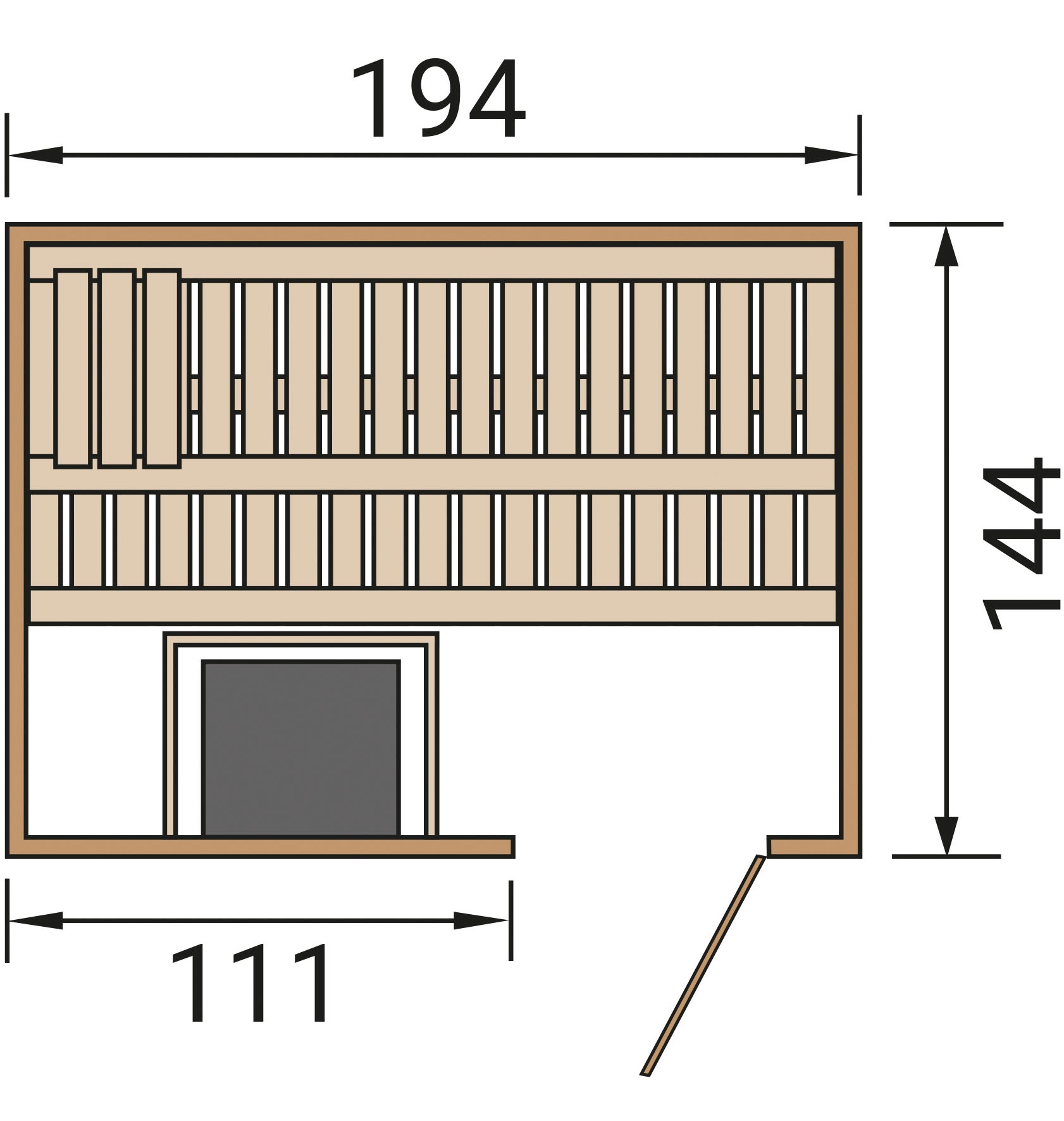 weka Sauna »Elementsauna HALMSTAD 1«, vorgefertigte Elemente, moderne Ganzglastür