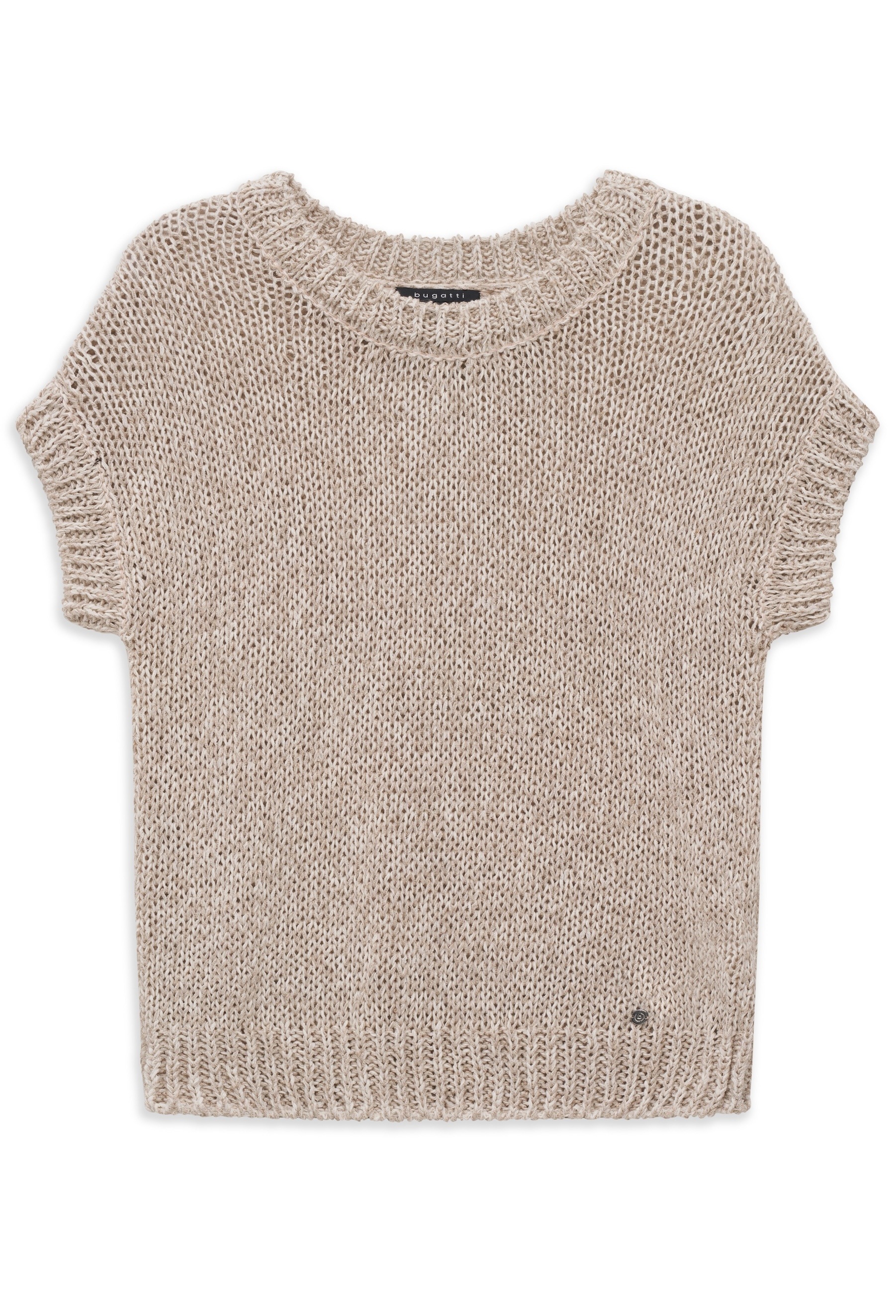 bugatti Pullunder aus Leinen-Baumwoll-Mix mit Rundhals