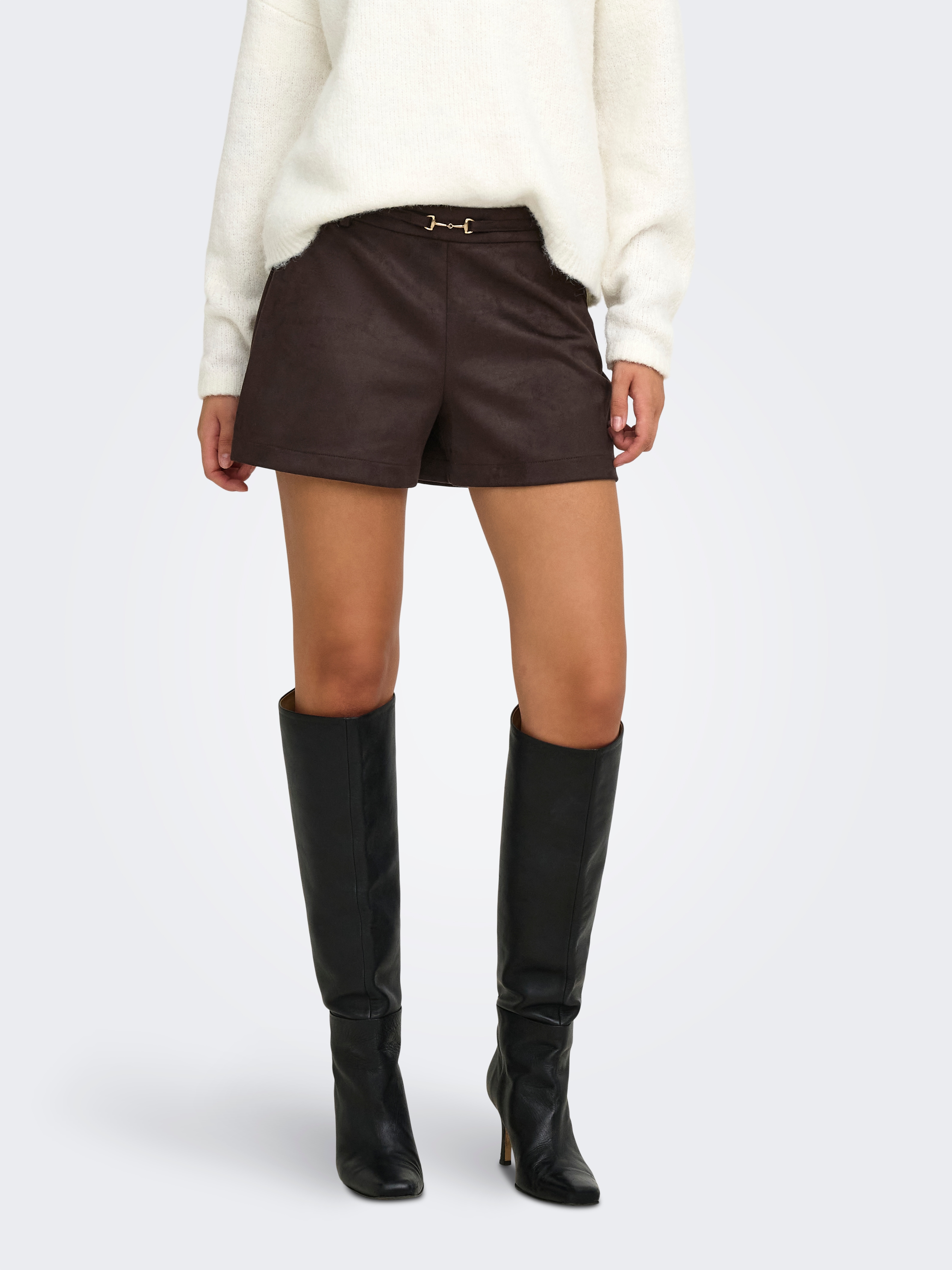 ONLY "ONLMIRA MW FAUX SUEDE SHORTS CC PNT" Materialmix, regular fit