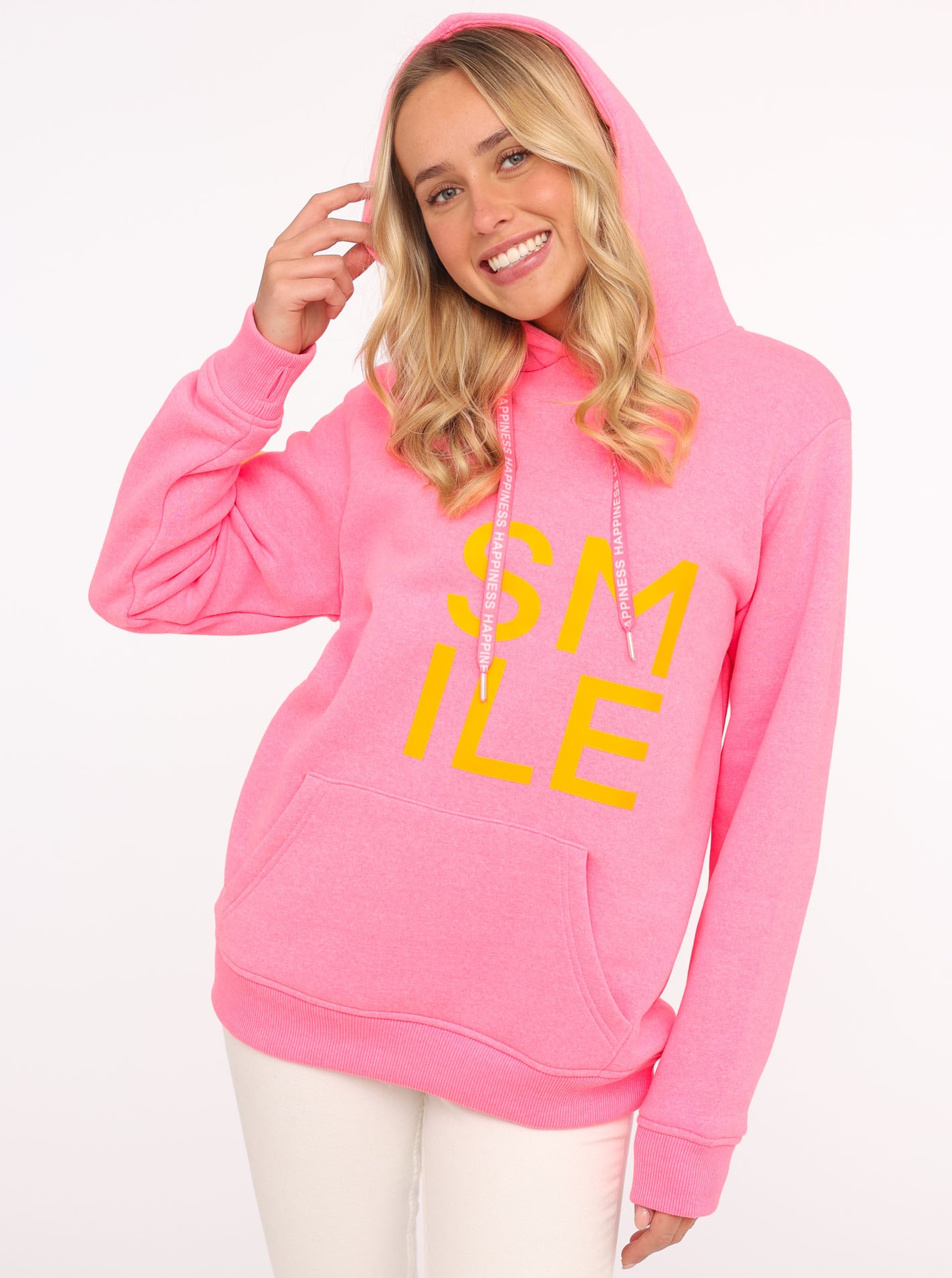 Zwillingsherz Hoodie ""Alissa"", Langarm, Kapuze, Neon-Details, Kordelzug, Frontprint, Kängurutasche