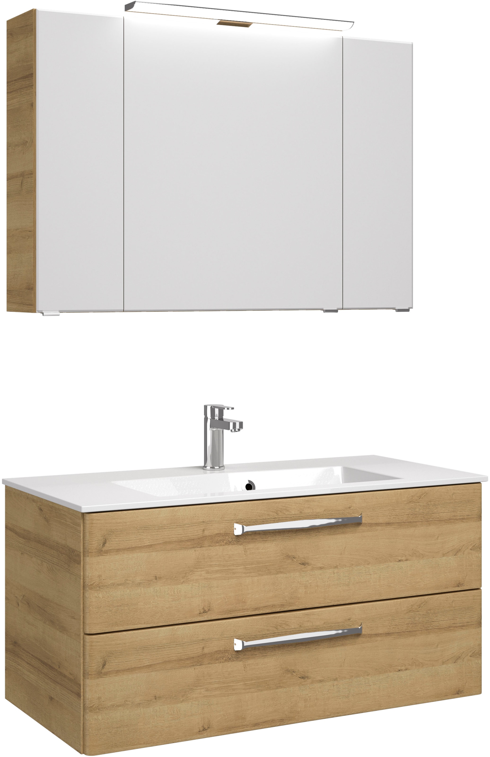 Saphir Badmöbel-Set "Trentino 2-tlg Mineralmarmor-Waschtisch, Spiegelschran günstig online kaufen