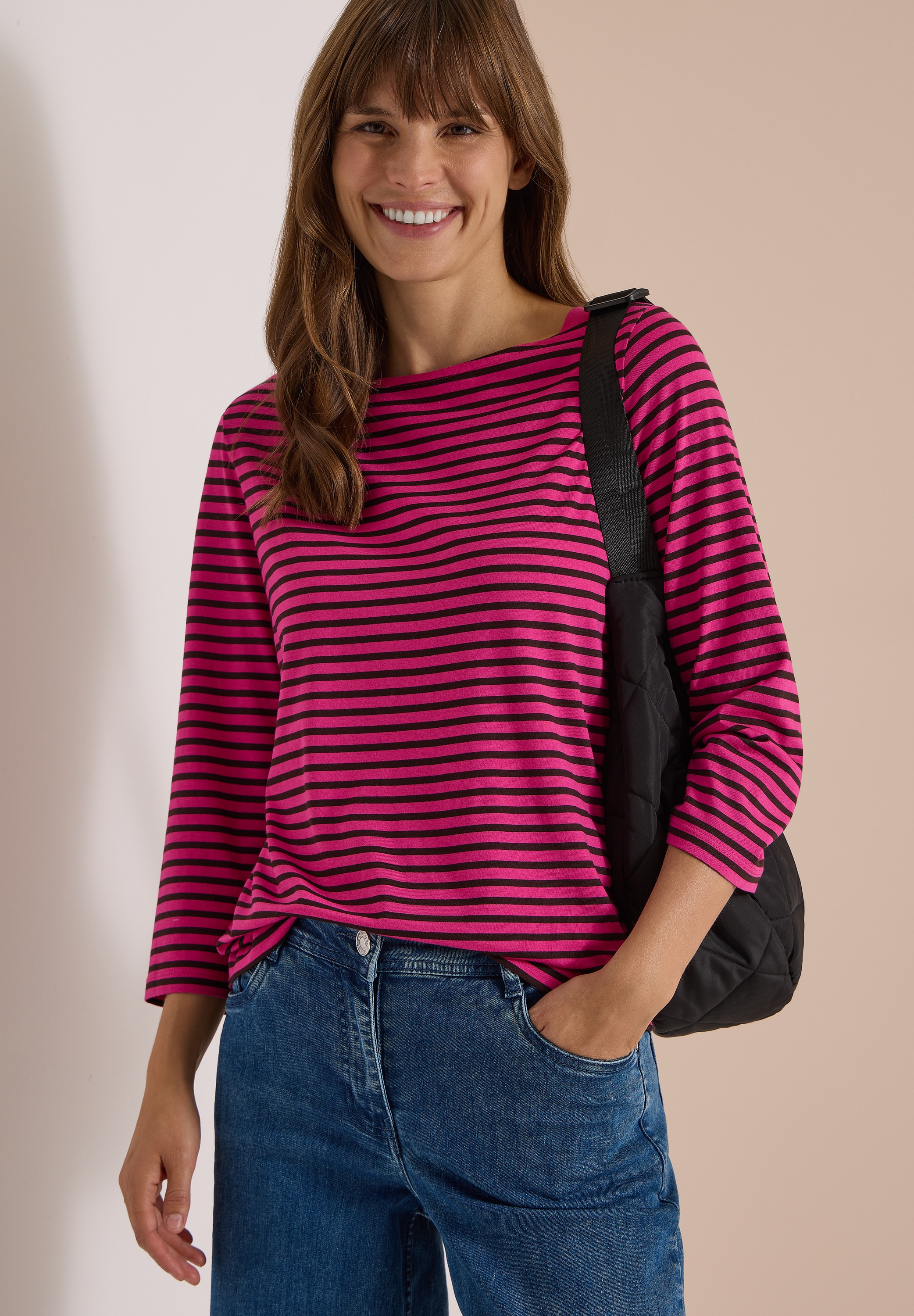 Cecil T-Shirt 3/4-Arm Shirt mit Boat Neck und Streifen