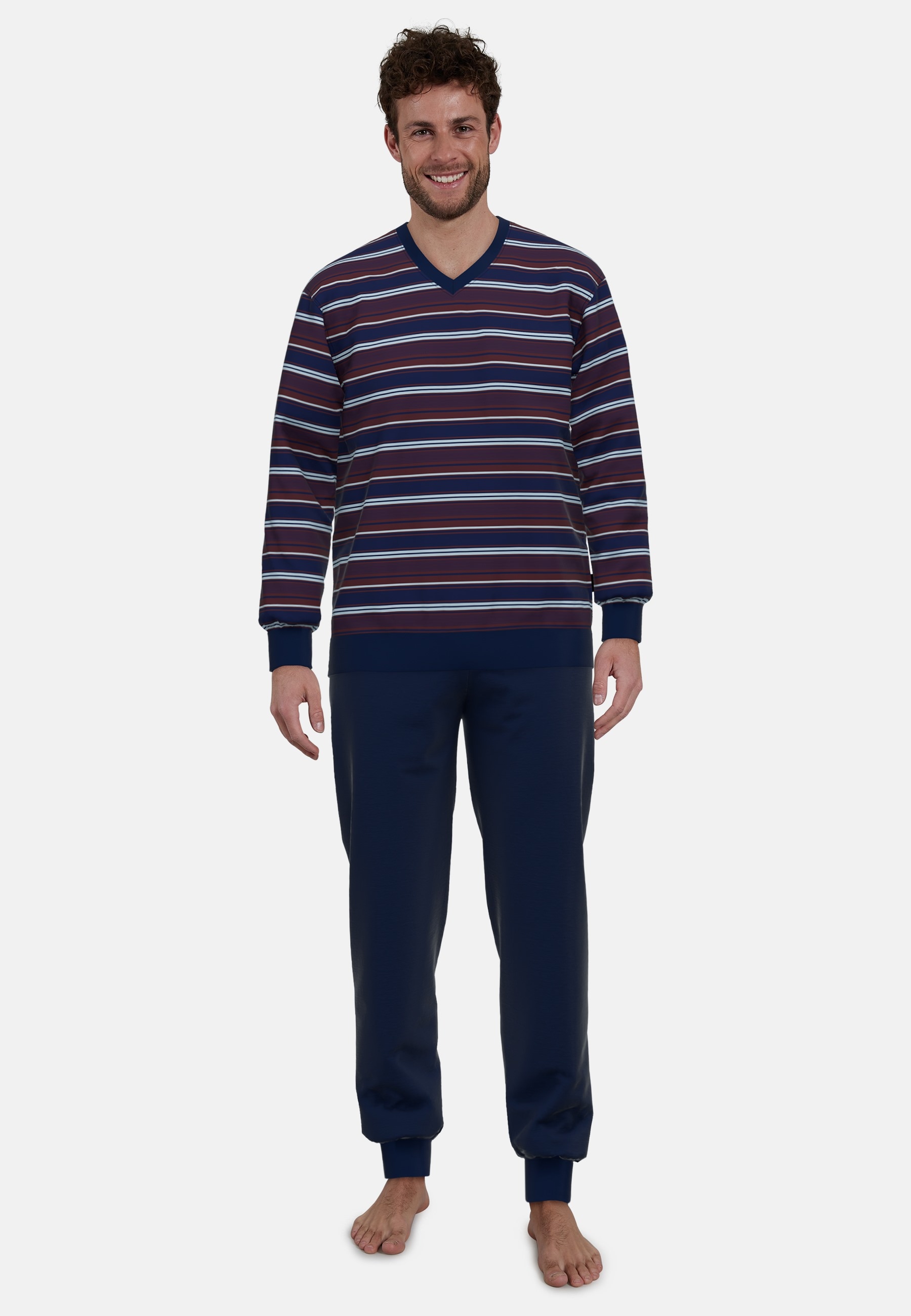 GÖTZBURG Pyjama "Zartbitter", 2 Stk. V-Ausschnitt, Langarm, lange Hose, Bau günstig online kaufen