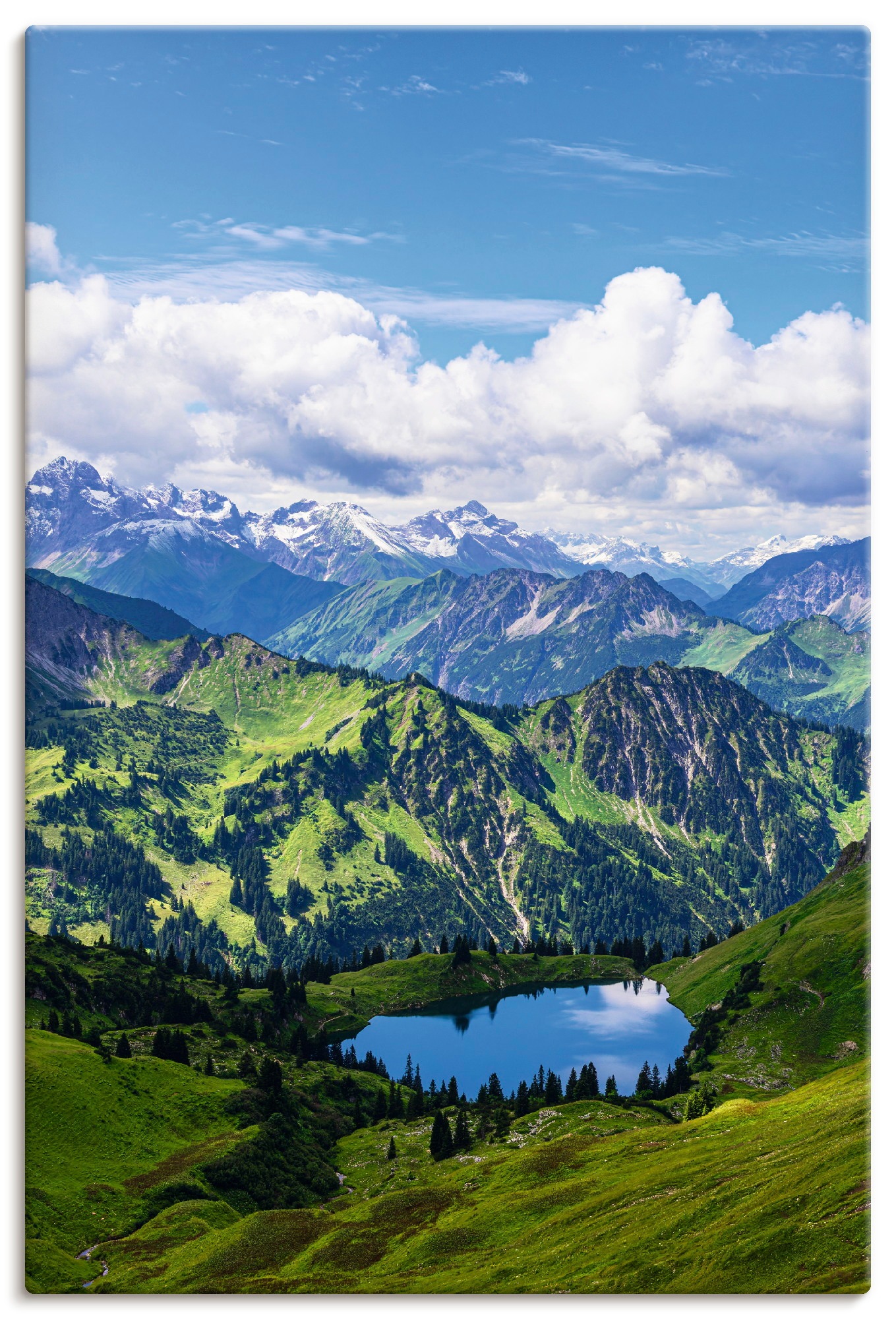 Wandbild ARTLAND "Nebelhorn bei Obersdorf Alpen Seealpsee", farbe bild(er): blau, B:80cm H:120cm, Bilder, als Alubild, Leinwandbild, Poster, Wandaufkleber in verschied. Größen