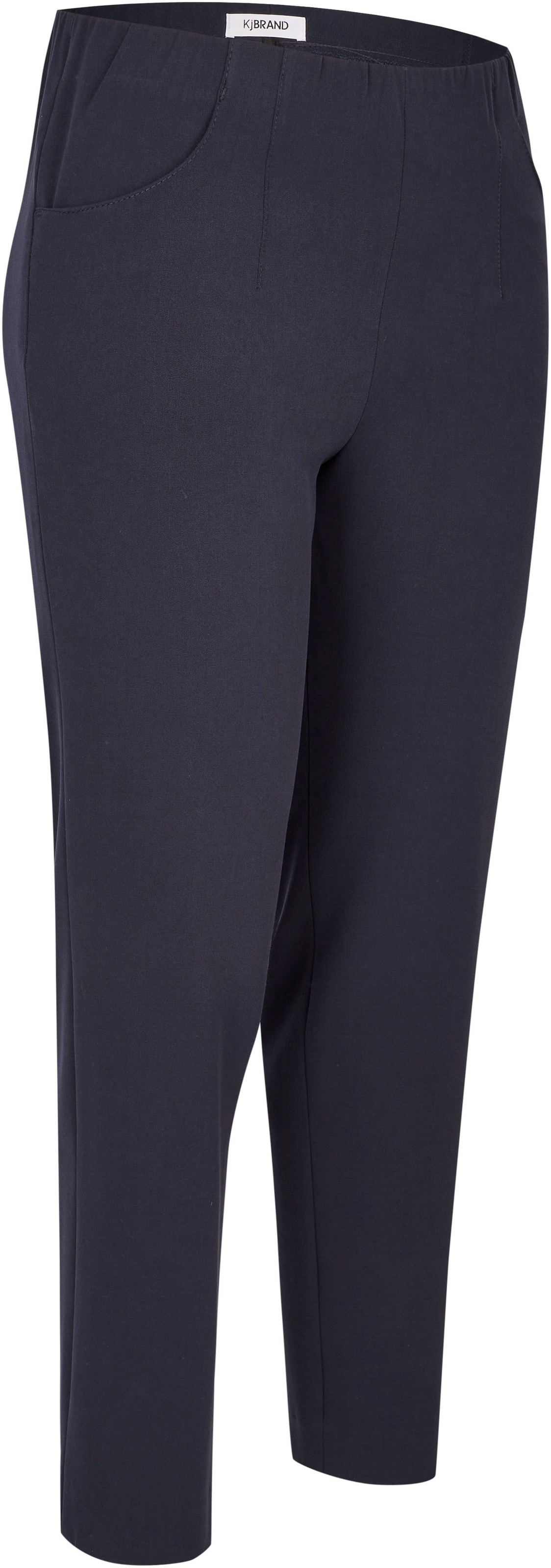 Schlupfhose KJBRAND "Schlupfhose Susie in Bi-Stretch, Kammgarnoptik", Damen, Gr. 48, N-Gr, blau (marine), Web, Obermaterial: 63% Polyester, 35% Viskose, 2% Elasthan, bequem knöchelfrei, Hosen Schlupfhose, Sommerhose, ideal für kräftige Oberschenkel 3