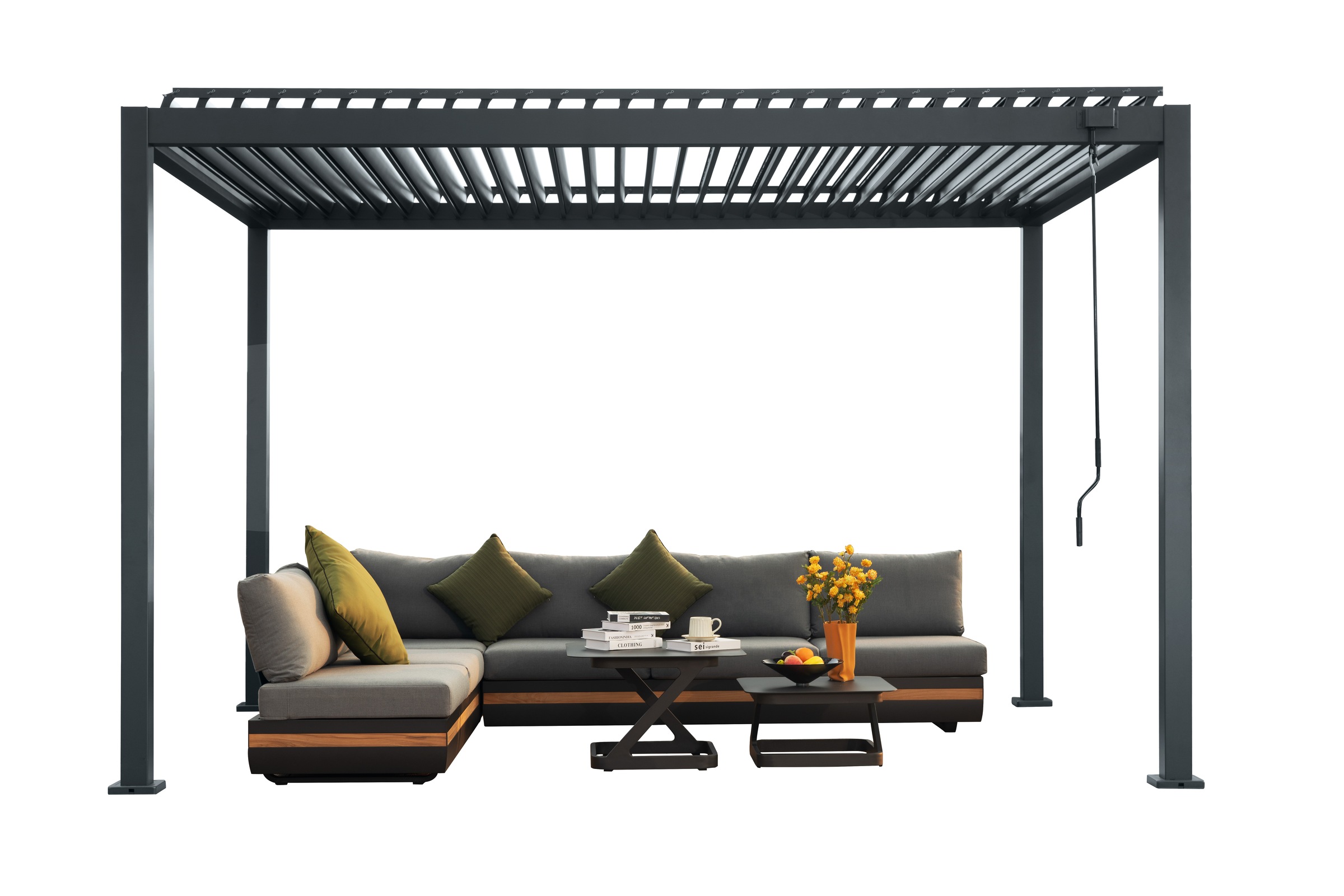 Pavillon KONIFERA "Pergola Lucida Premium", weiß, neutral, B/H/T: 288cm x 250cm x 288cm, Pavillons, Pergola aus hochwertigstem Material 100% Aluminium, Lamellendach 3