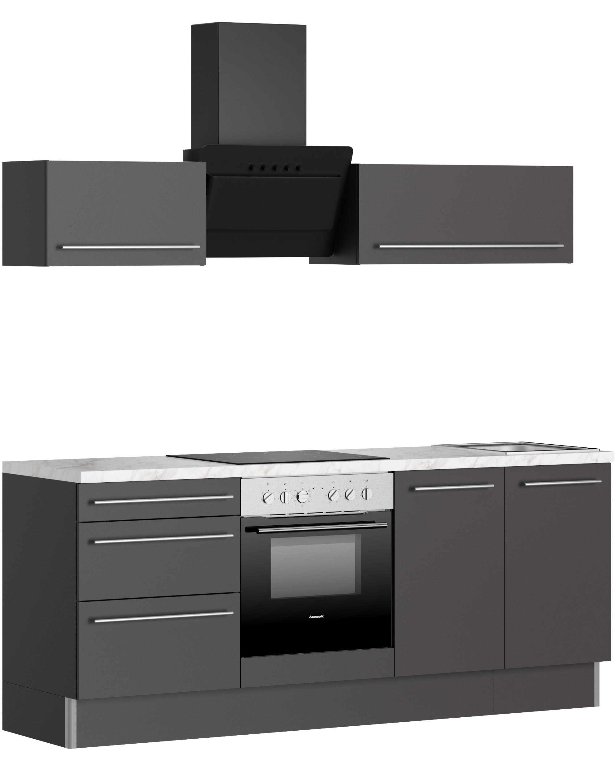 KOCHSTATION Küche "KS-Bern2", Breite 210 cm, wahlweise mit E-Geräten, mit K günstig online kaufen