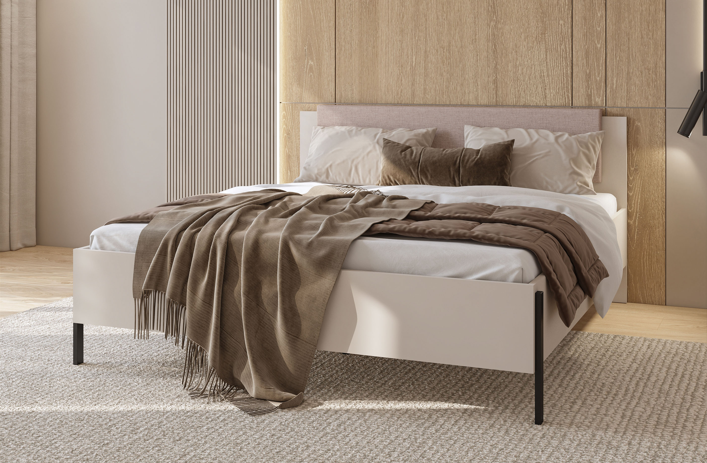 OTTO home Bett "Jukon, mit gepolstertem Kopfteil, Füße aus Metall, modernes Design" 3 Breiten:100cm, 160cm und 180cm, in drei Größen, perfekt auch als Jugendbett