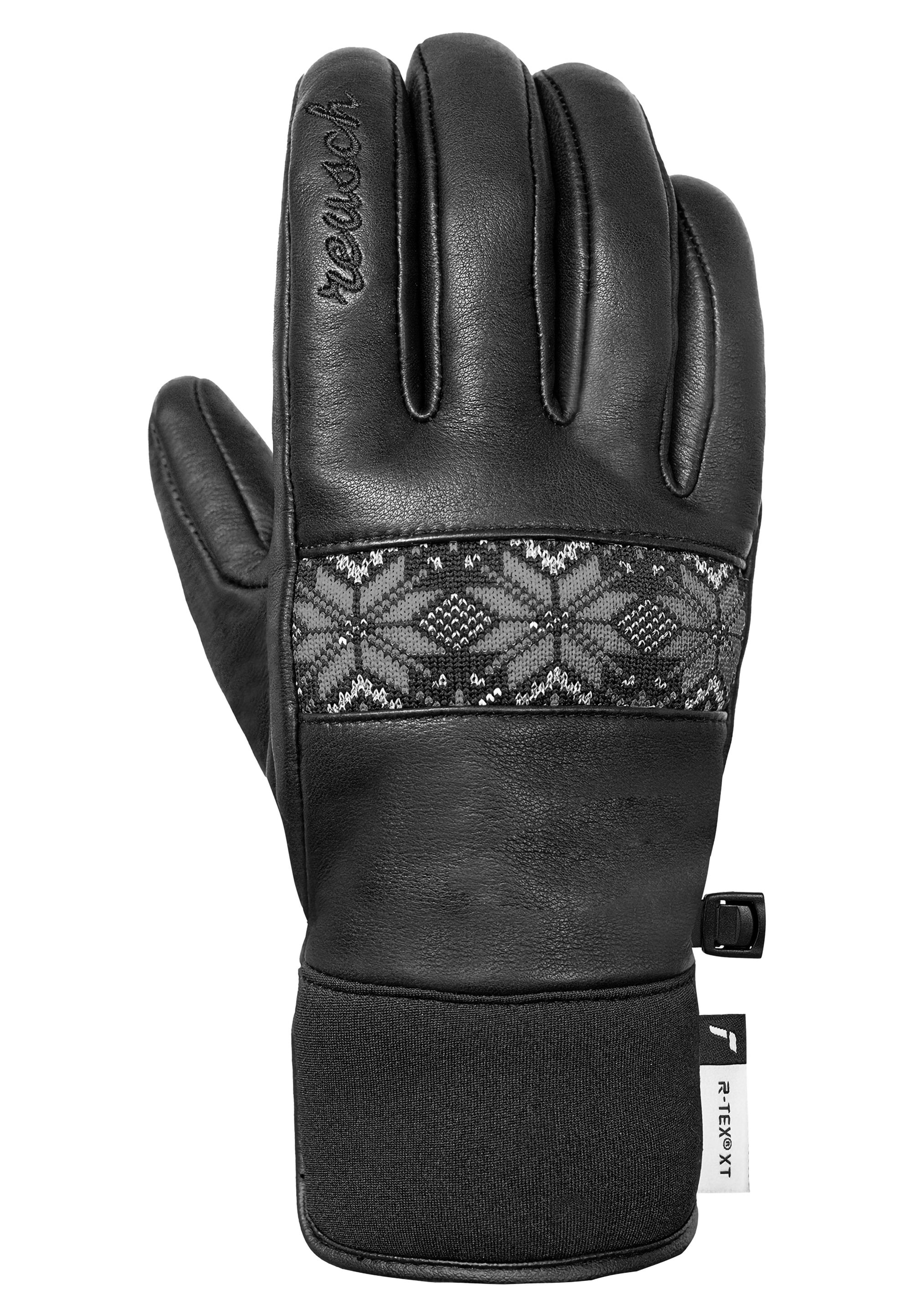 REUSCH Damen Skihandschuhe "Charlize R-TEX XT", schwarz, Gr. 7, bestickt, 50% Leder, 40% Polyester, 7% Lederimitat, 3% Polyamid, Handschuhe, mit