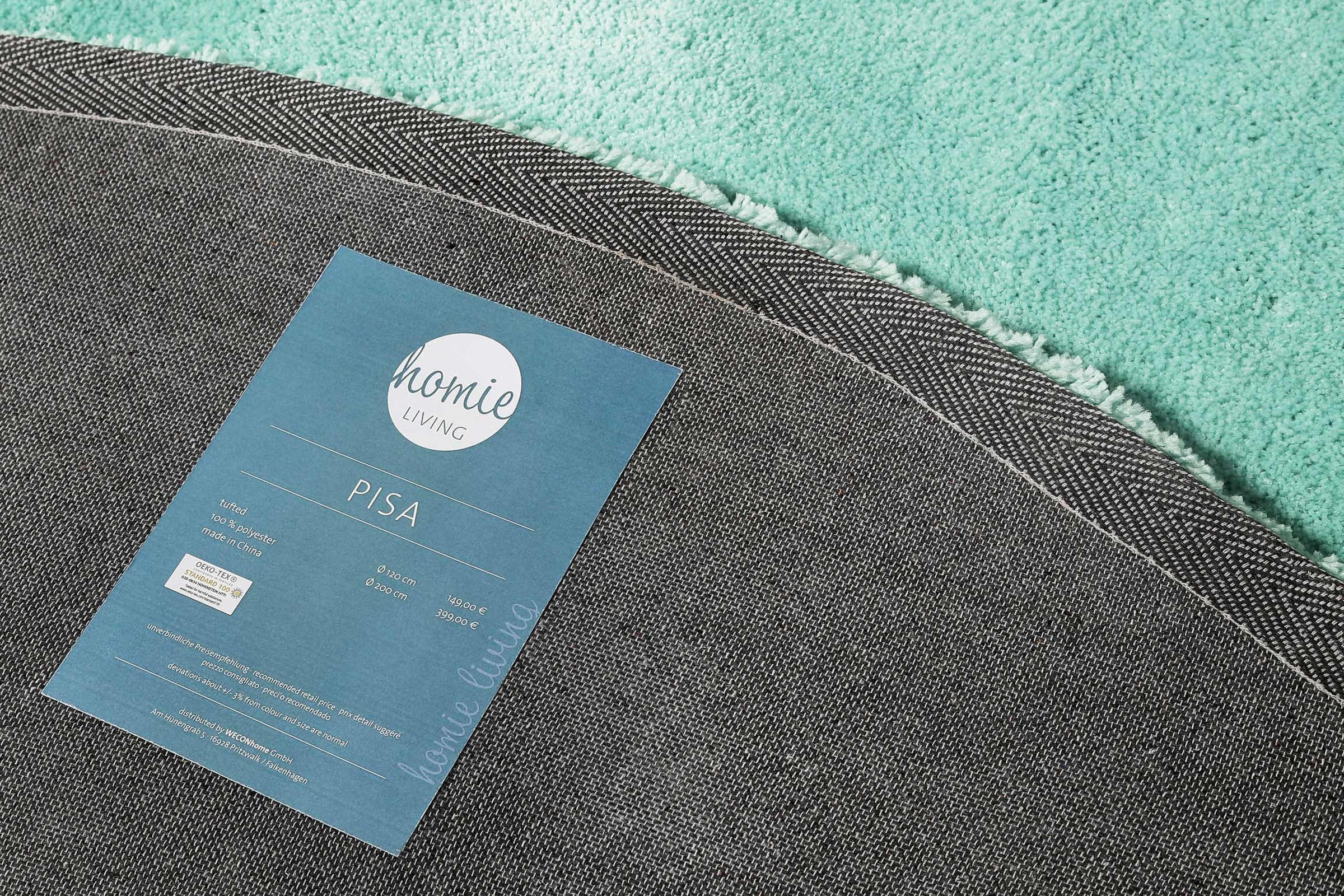 Homie Living Teppich »Pisa«, rund, 25 mm Höhe, Hochflor, Microfaser, uni, weich, Shaggy, Wohnzimmer, Schlafzimmer
