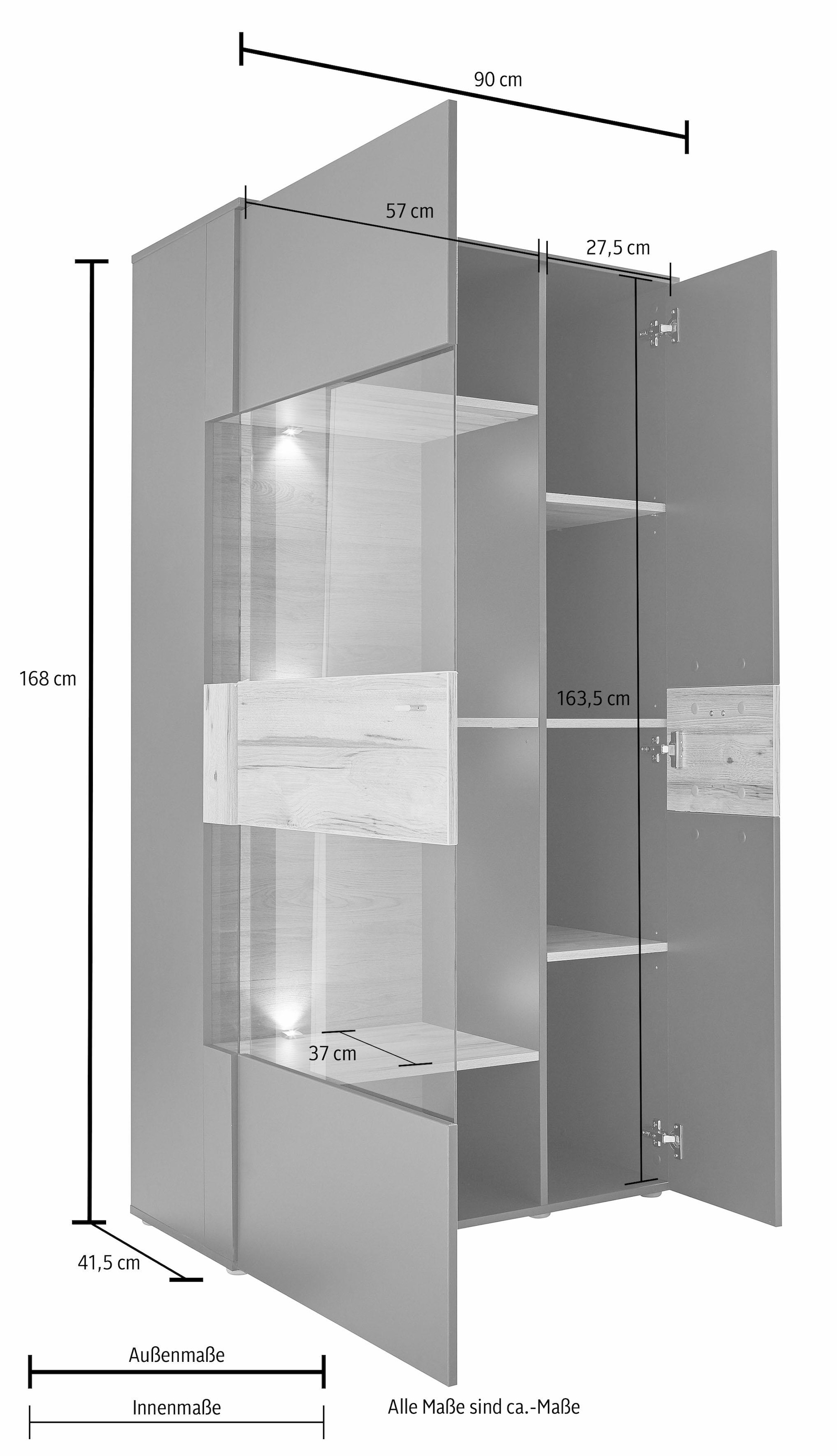 FORTE Vitrine »Como«, Highboard, LED Beleuchtung Einlegeböden, Glastüre, Soft Close