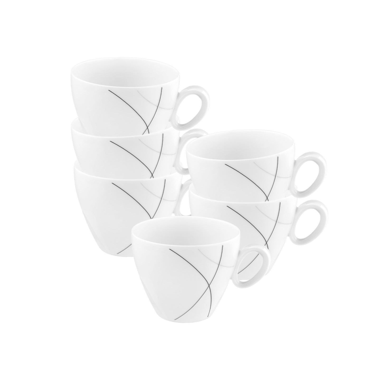 Seltmann Weiden Tasse "Kaffeetassen Trio Highline 0,23 l 6er Set weiß-grau" günstig online kaufen