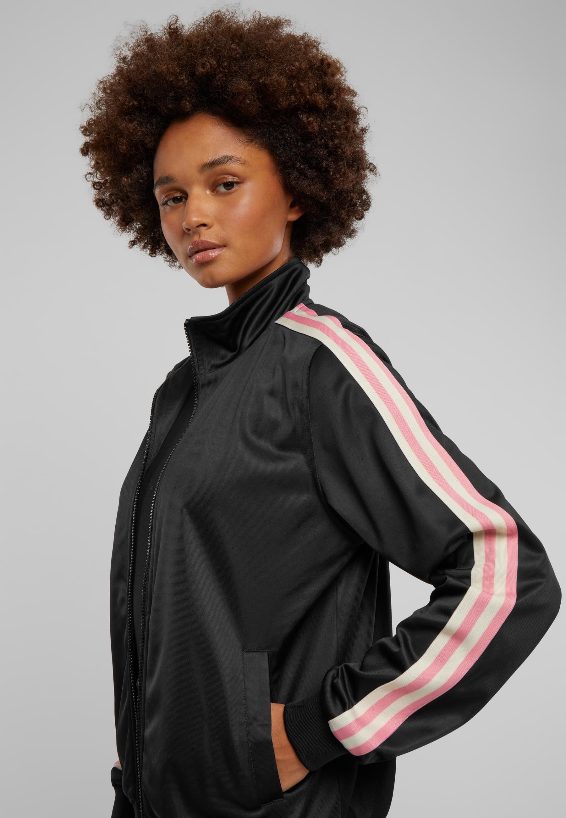 URBAN CLASSICS Trainingsjacke »Urban Classics Damen Ladies Retro Track Jacket«, (1 St.), ohne Kapuze