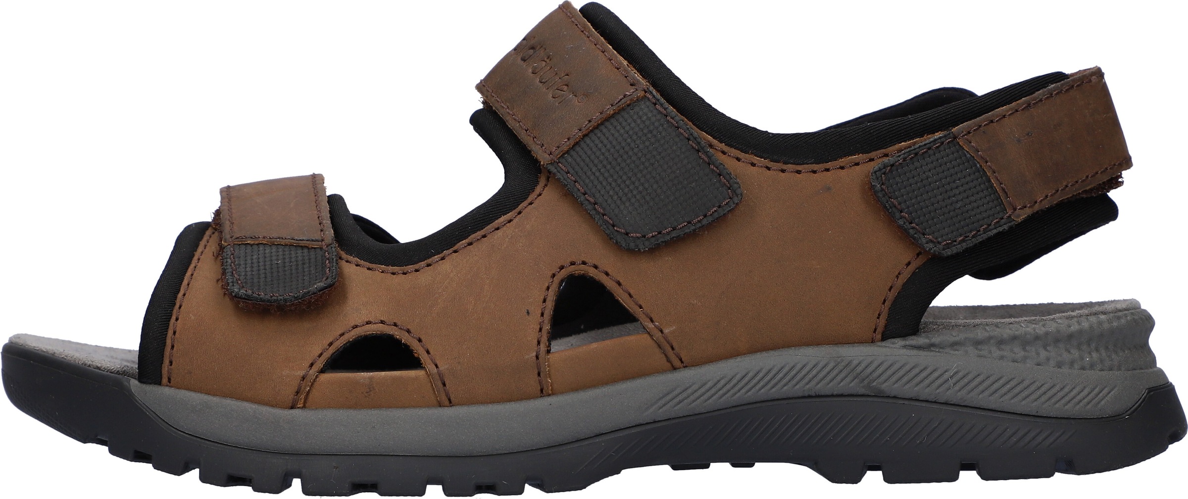 Sandale WALDLÄUFER "H-Taro", Herren, Gr. 11 (46), braun (dunkelbraun), Nubukleder, Basic, Schuhe Sandale, Sommerschuh, Klettschuh, Freizeitsandale, mit Profilsohle, H-Weite 3