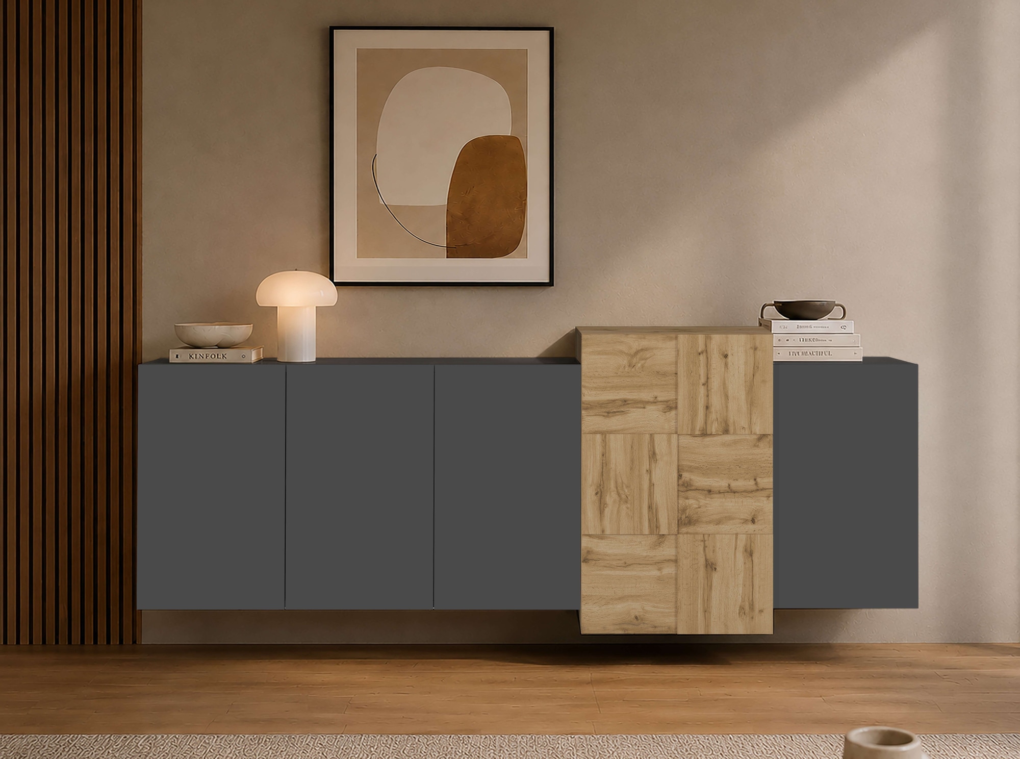 OTTO home Sideboard "Lowboard NEXOS,Lowboard,TV-Kommode,TV-Möbel,TV-Bank," 1 Stk. tlg. Mit 5 Drehtüren, 8 geschlossenen Fächern, reversibel, B. 210 cm