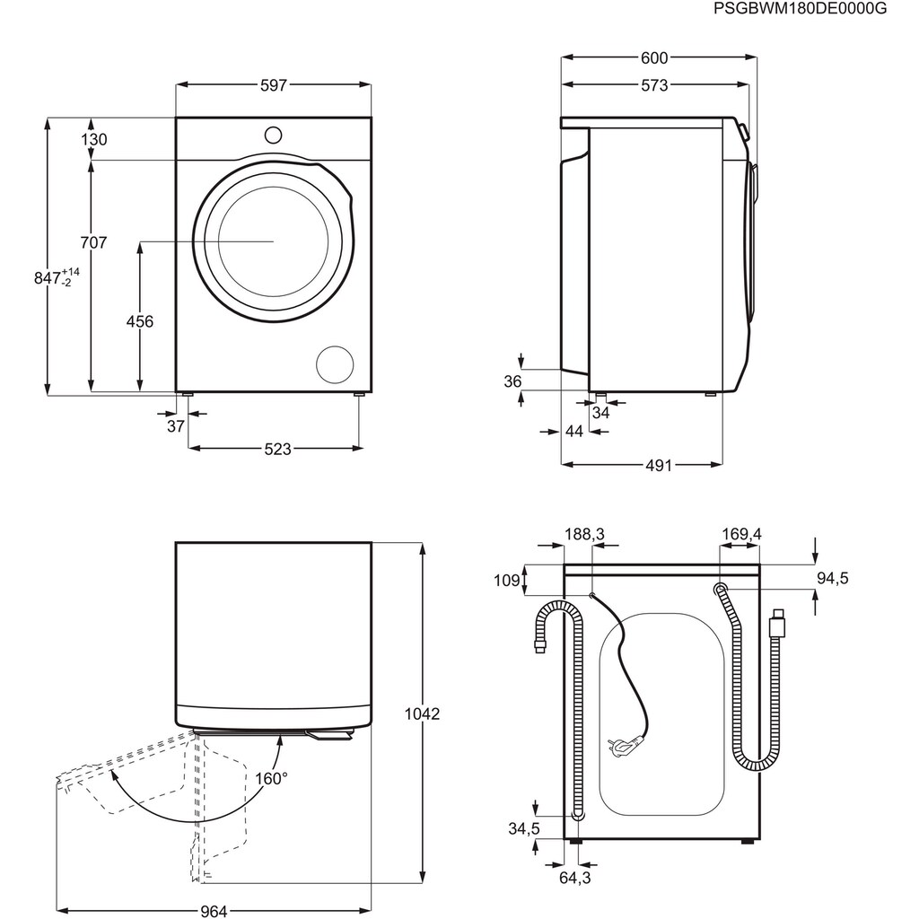 AEG Waschmaschine »L6FBG51470«, L6FBG51470 914921727, 7 kg, 1400 U/min