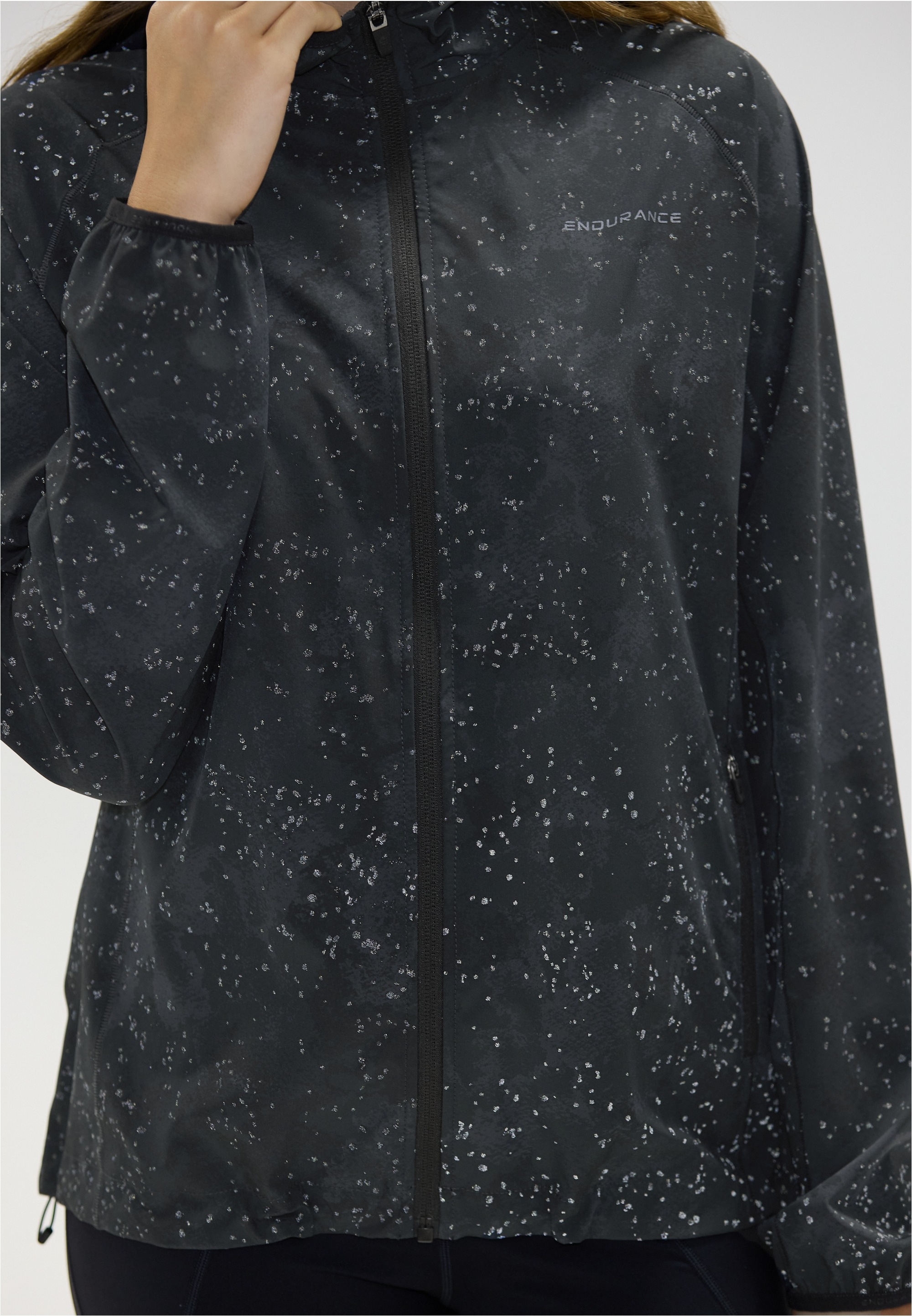 Laufjacke ENDURANCE "Braylen", Damen, Gr. 46, grau, mehrfarbig, 80% Polyester, 20% Elasthan, bedruckt, normal, ohne Ausschnitt, Jacken, mit 4-Wege-Stretch für viel Bewegungsfreiheit 3