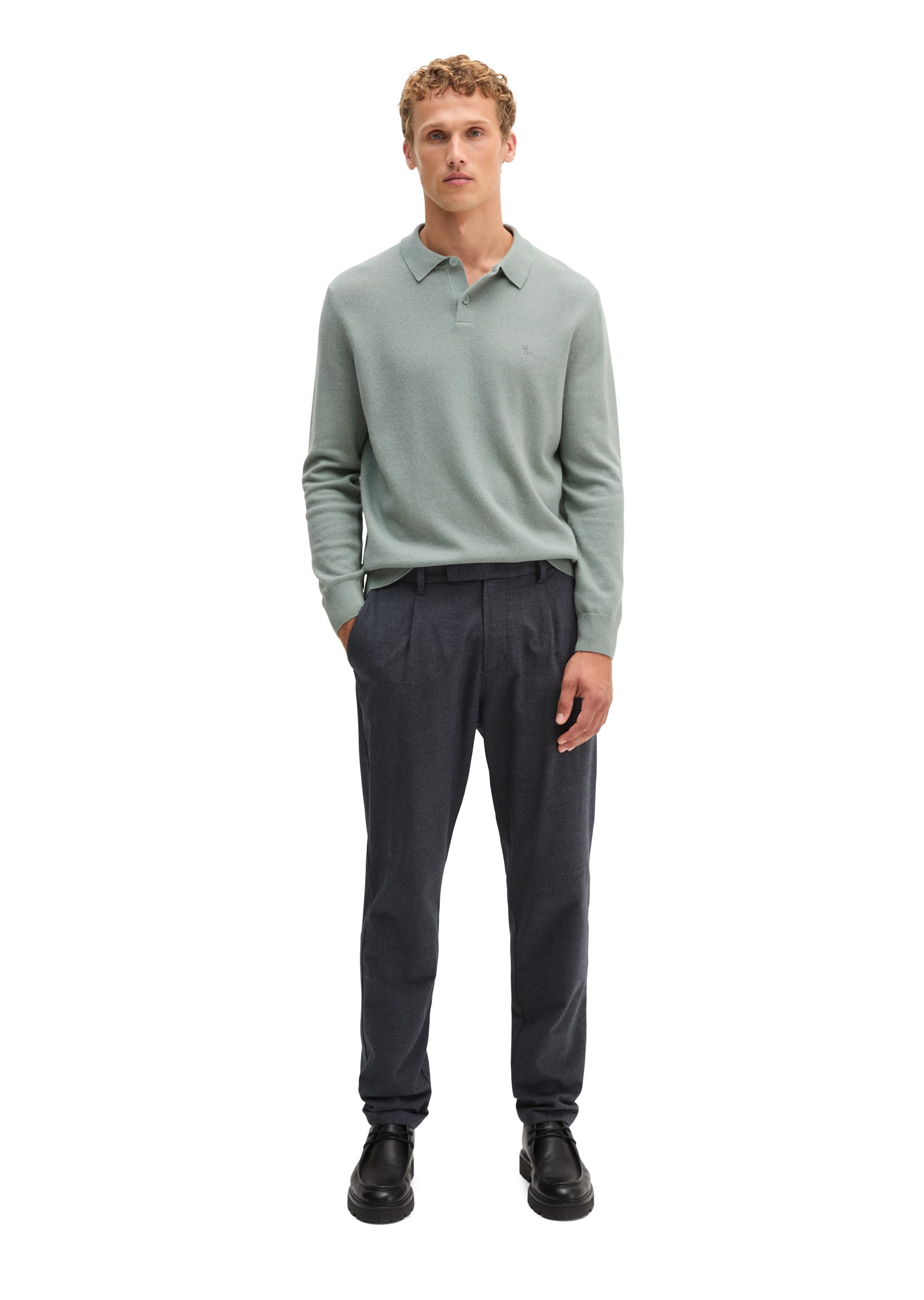 Marc O'Polo Langarm-Poloshirt »aus softem Bio-Bauwoll-Schurwoll-Mix«