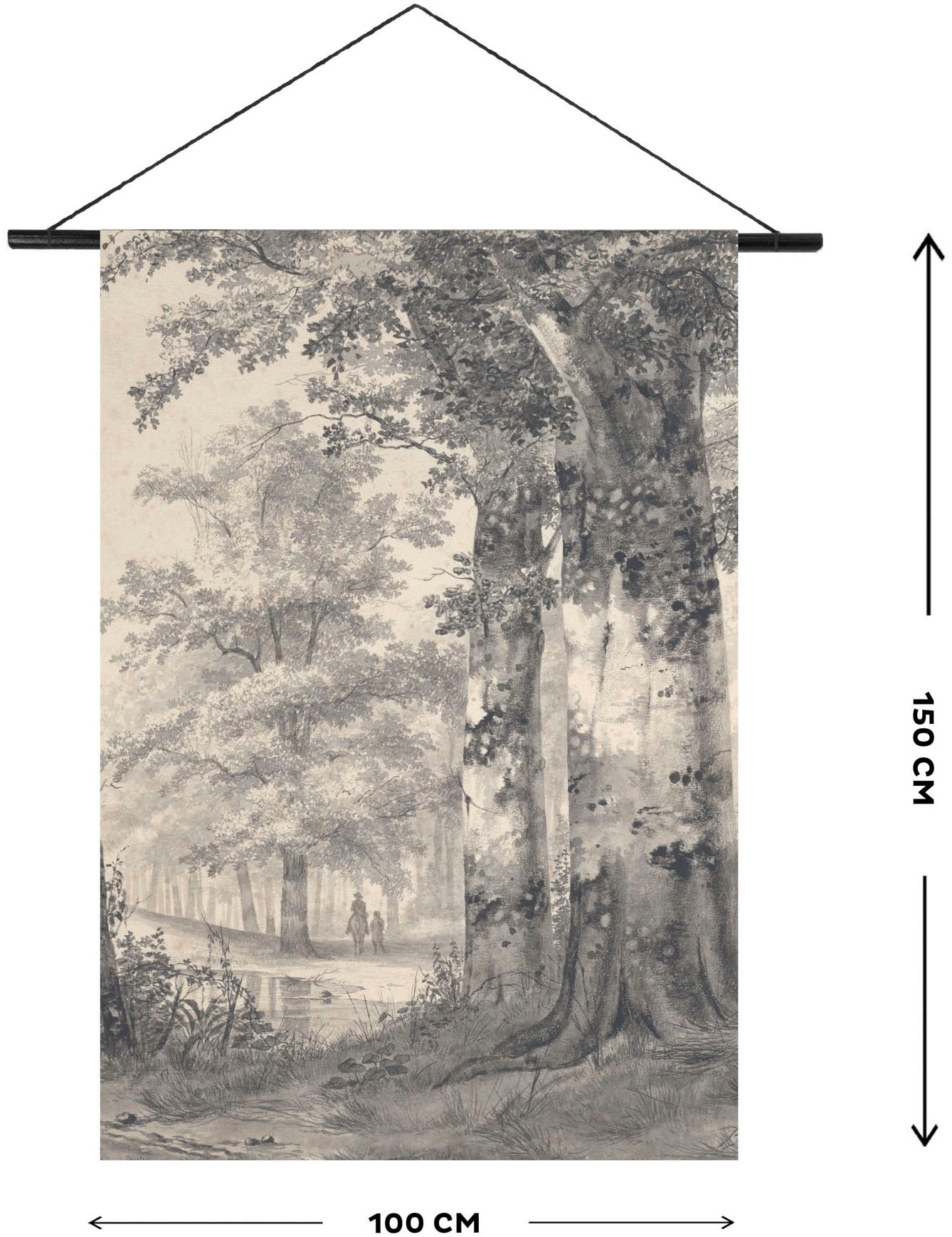 Art for the home Wandbild »Vintage Wald«, (1 St.), Wandteppich XL