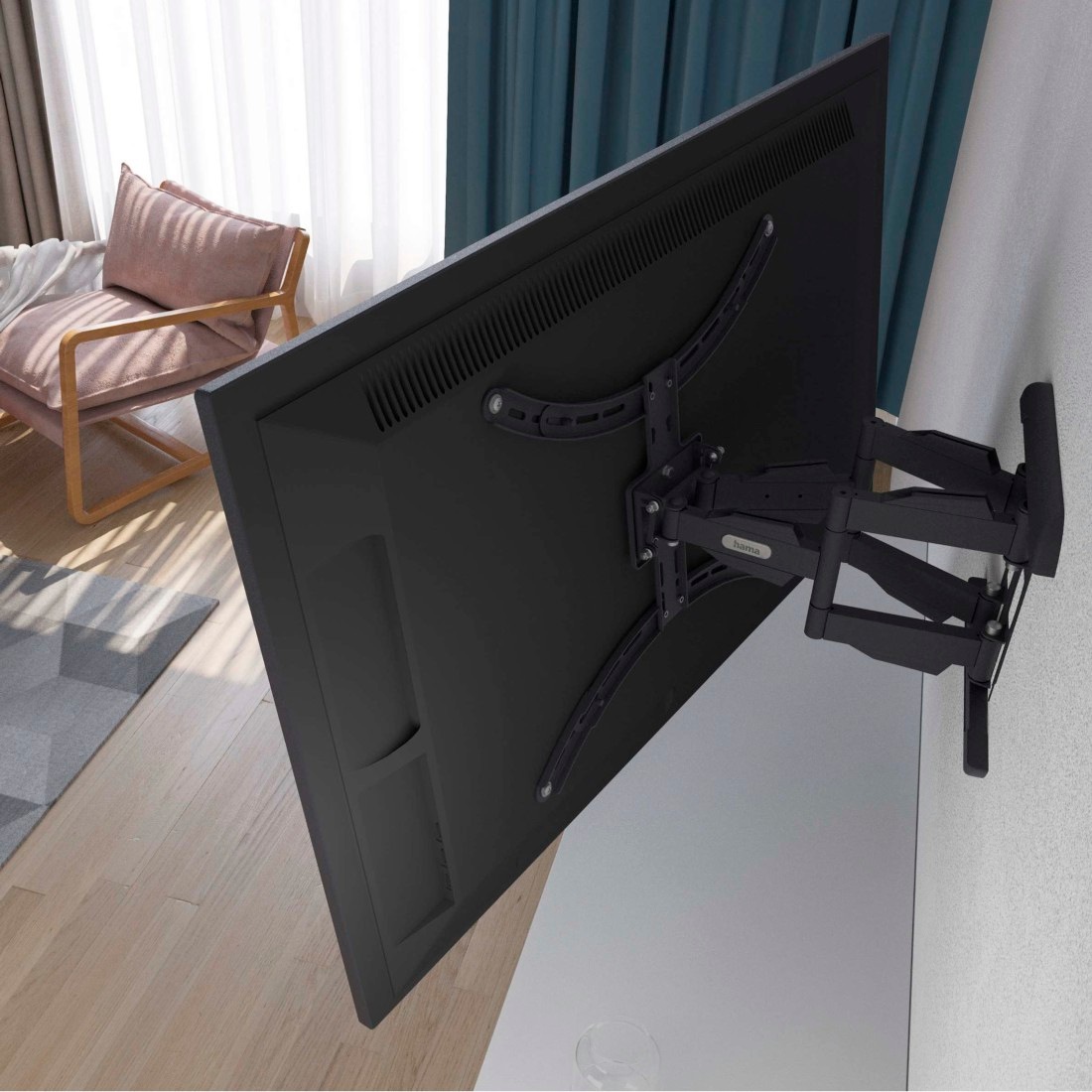 Hama TV-Wandhalterung »schwenkbar, vollbeweglich, 94 - 229cm (37" - 90"), 43",50",55",65",75"«, bis 228,6 cm Zoll
