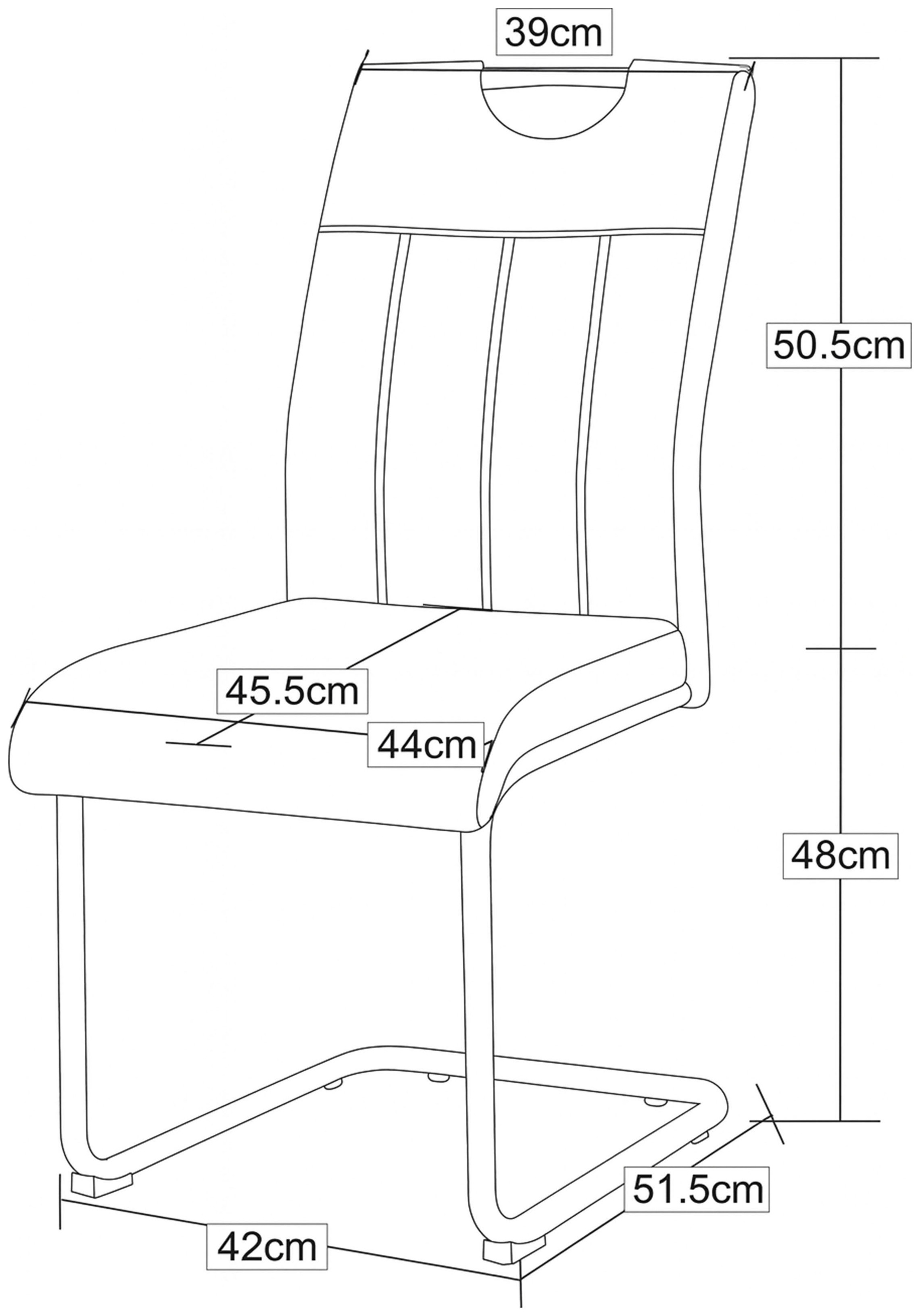 Home affaire Esszimmerstuhl »BRANDON, 2er Set, mit Metallgestell in matt schwarz« (Set) 2 Stk.in verschiedenen Farben, Belsatbarkeit pro Stuhl 120 kg