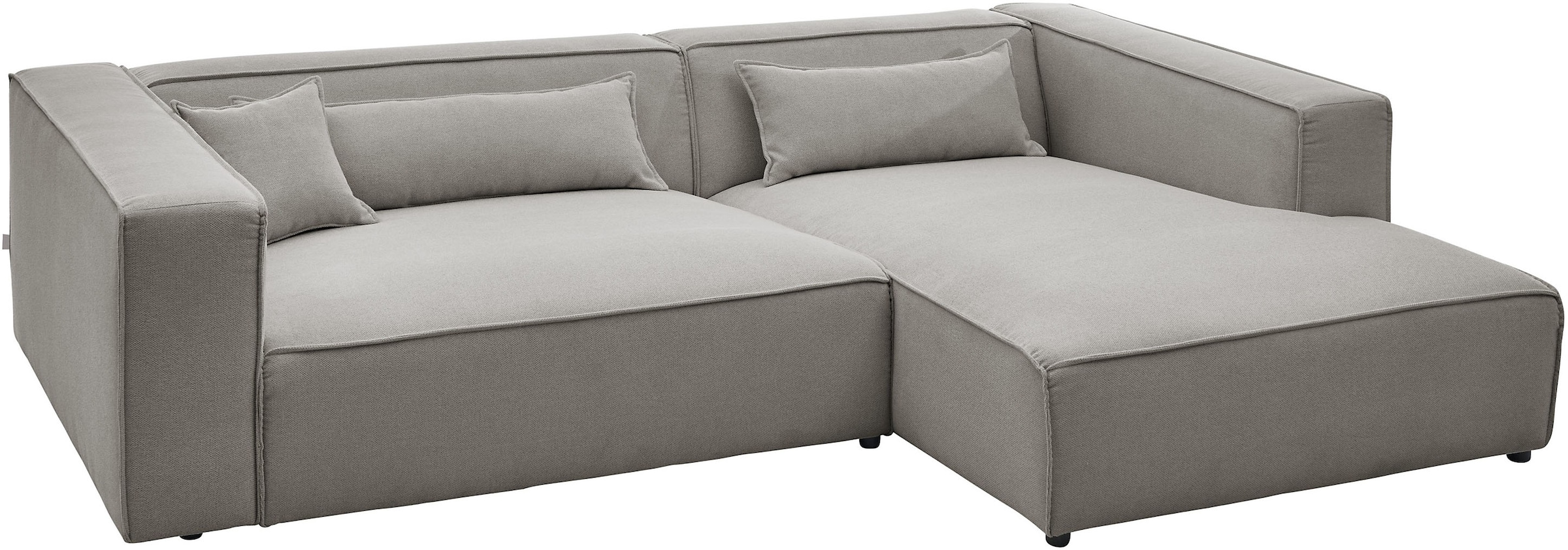 LeGer Home by Lena Gercke Ecksofa »PIARA XXL, Big-Sofa in Cord oder Leinenoptik, L-Form, mit Kedernaht«, wahlweise Ottomane rechts/links, schwarze Füße, extra tiefe Sitzfläche