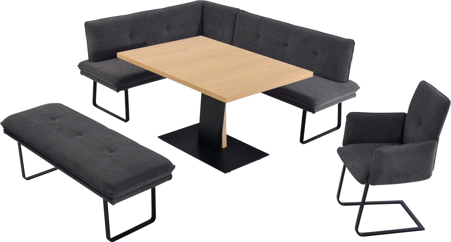K+W Komfort & Wohnen "Giacomo III" 4 Stk. tlg. wahlweise links oder rechts langer Schenkel 207cm, Freischwingersessel