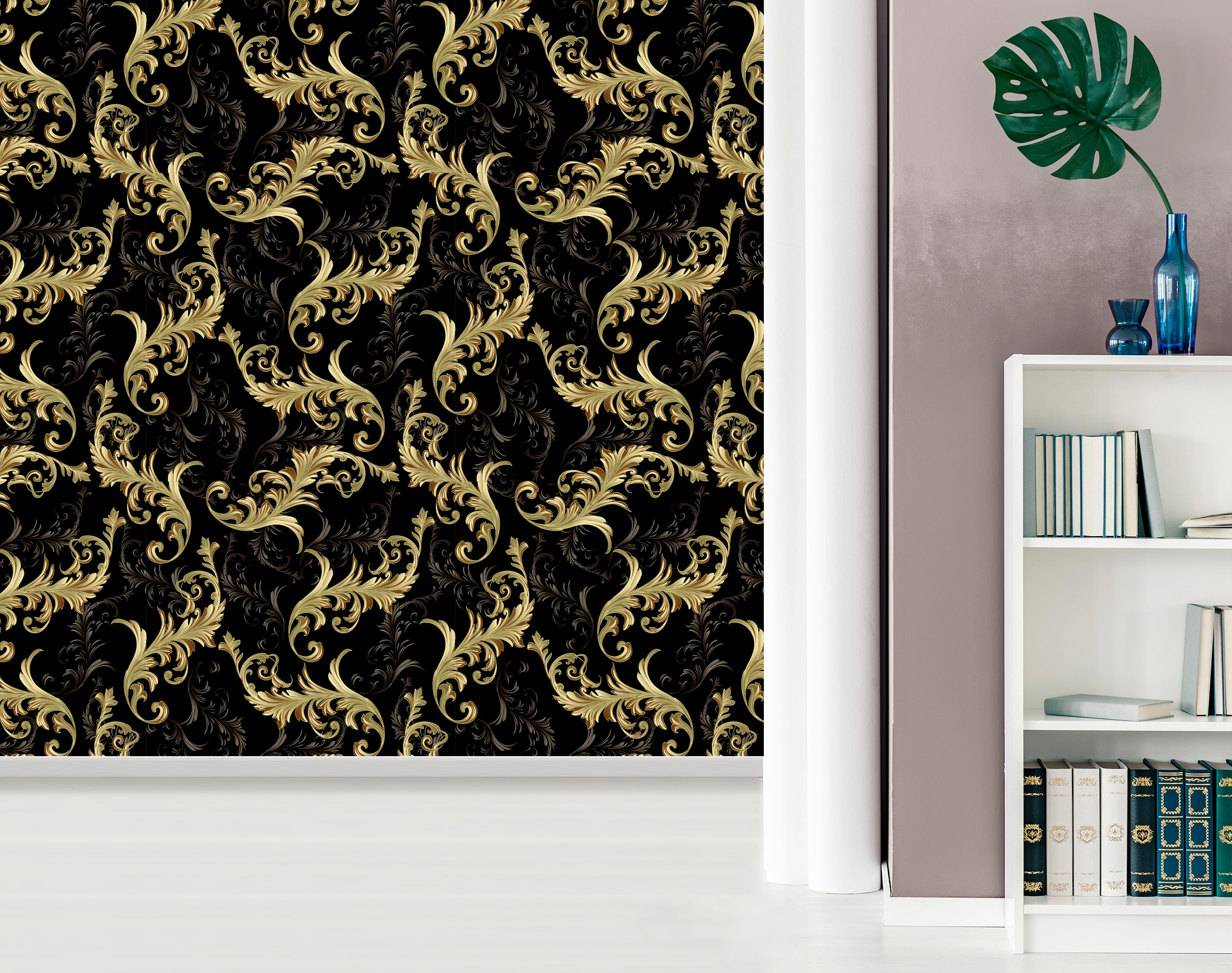 queence Vinyltapete »Leana«, bedruckt-Barock-Antikoptik-Kunst, 90x250cm, selbstklebend, kinderleichte Anbringung, Sticker
