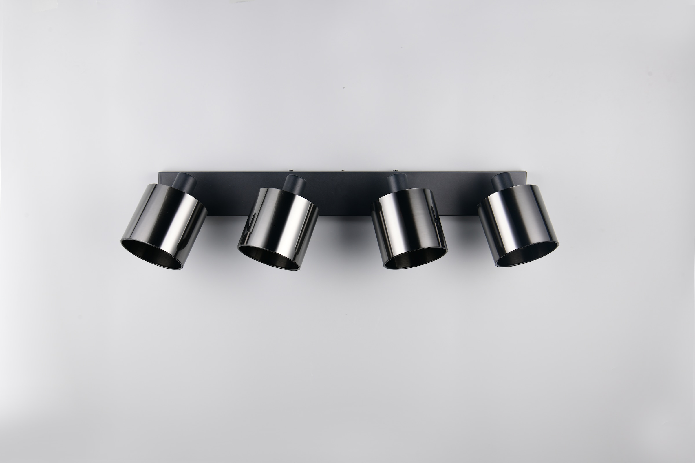 REALITY Leuchten Deckenstrahler »JASON, Deckenspot 4-flammig exkl 4x E4 max 10W, 76x22x12 cm (B/H/T)« E14 1 Stk. warmweiß - kaltweiß 4 verstellbare Strahler, Metall schwarz, Lampenschirm rauchgrau