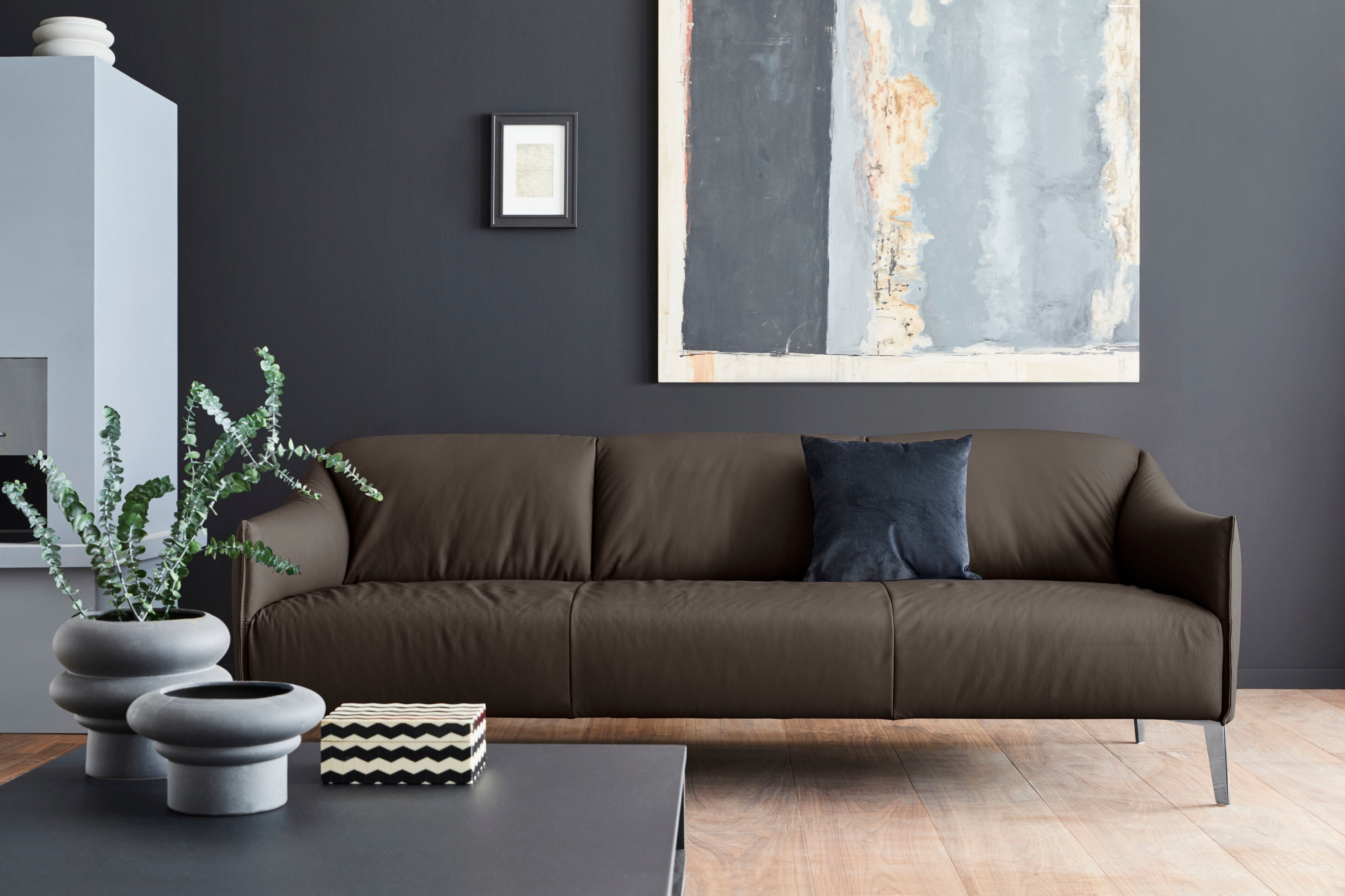 W.SCHILLIG 3-Sitzer "sally Design-Sofa, Loungesofa, bequem, schmale Armlehnen, Breite 224cm" mit Metall-Winkelfüßen in Chrom glänzend, Breite 224 cm
