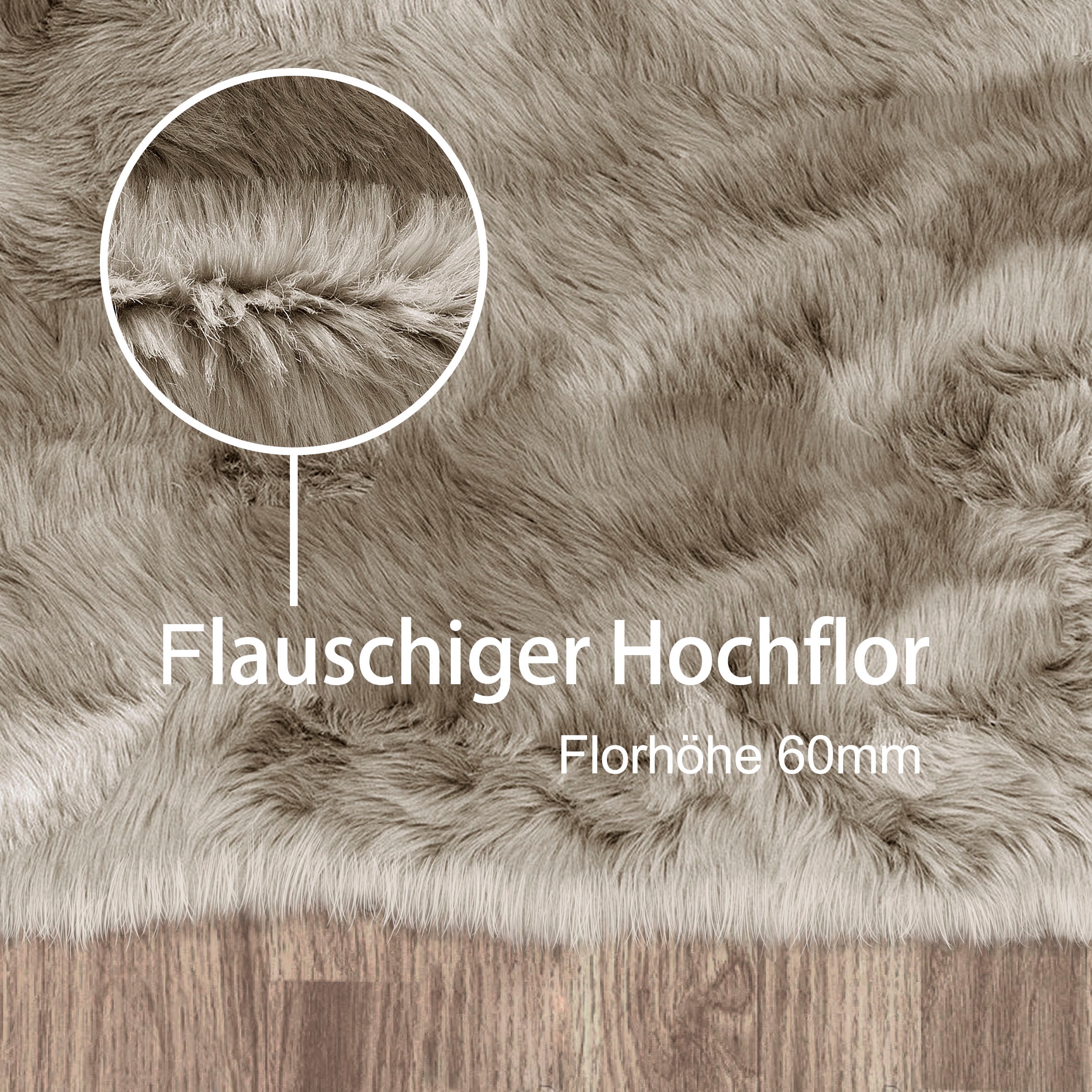 Home affaire Hochflor-Teppich »Valeria Fellteppich kuschelig«, rechteckig, 60 mm Höhe, Kunstfell, weiche Teppiche, Wohnzimmer, Schlafzimmer, Esszimmer