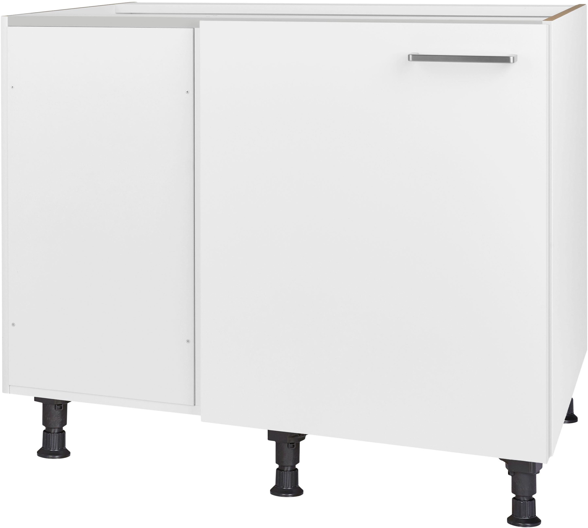 Eckunterschrank NOBILIA, B:100cm H:87cm T:58,3cmfront: lacklaminat alpinweiß supermatt, korpus: alpinweiß, Küche, Schränke, ""Touch", vormontiert",