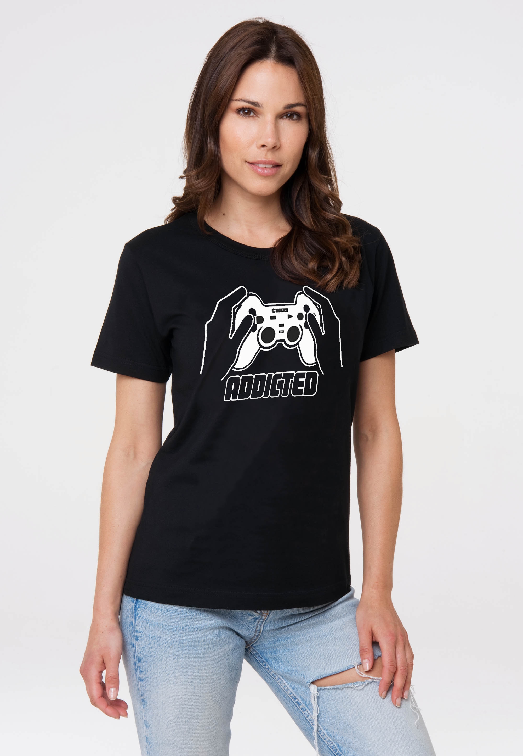 trendigem online LOGOSHIRT T-Shirt BAUR »Addicted«, mit | Gaming-Print kaufen