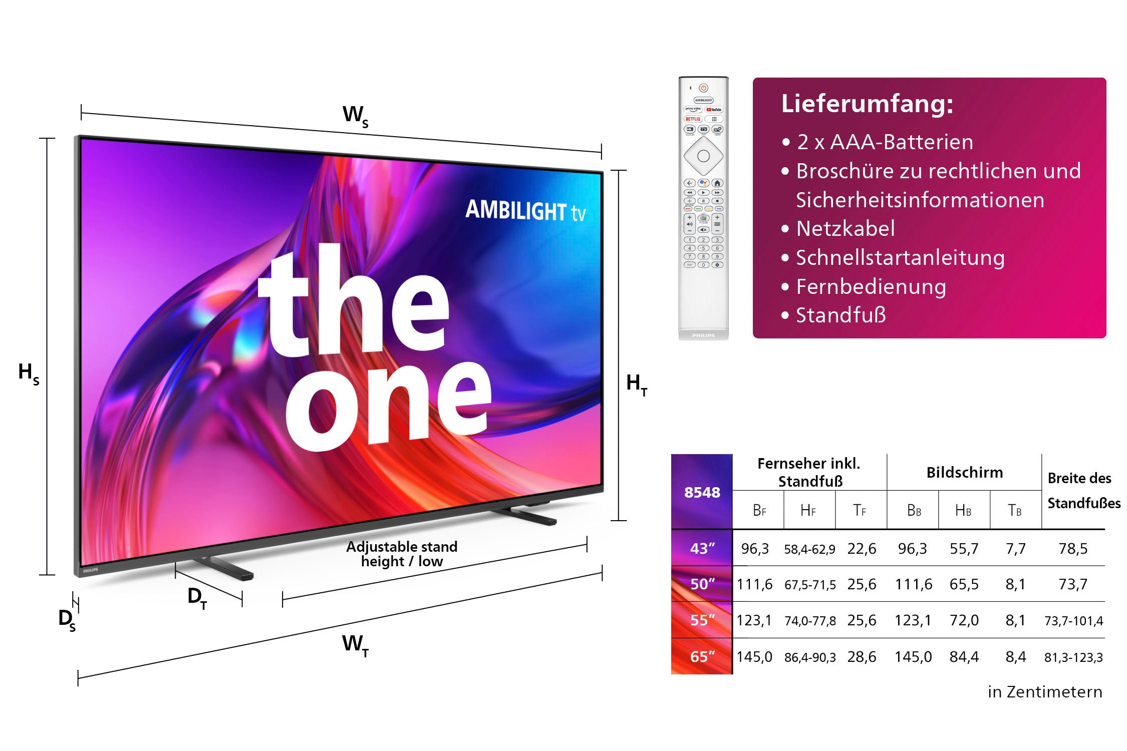 108 TV-Smart-TV, cm/43 Ambilight Zoll, | BAUR »43PUS8548/12«, 3-seitiges TV-Google HD, Philips Ultra Android LED-Fernseher 4K